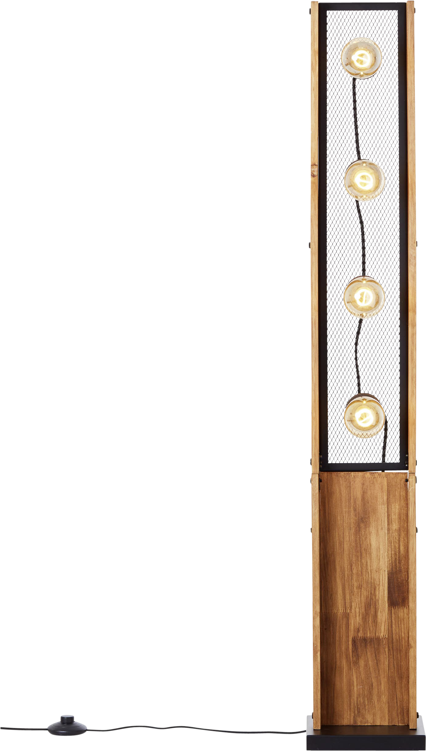 Brilliant Stehleuchte Calandra 93122/76 schwarz natur Metall Holz B/H/T: ca. 20x125,5x20 cm E27 4 Brennstellen