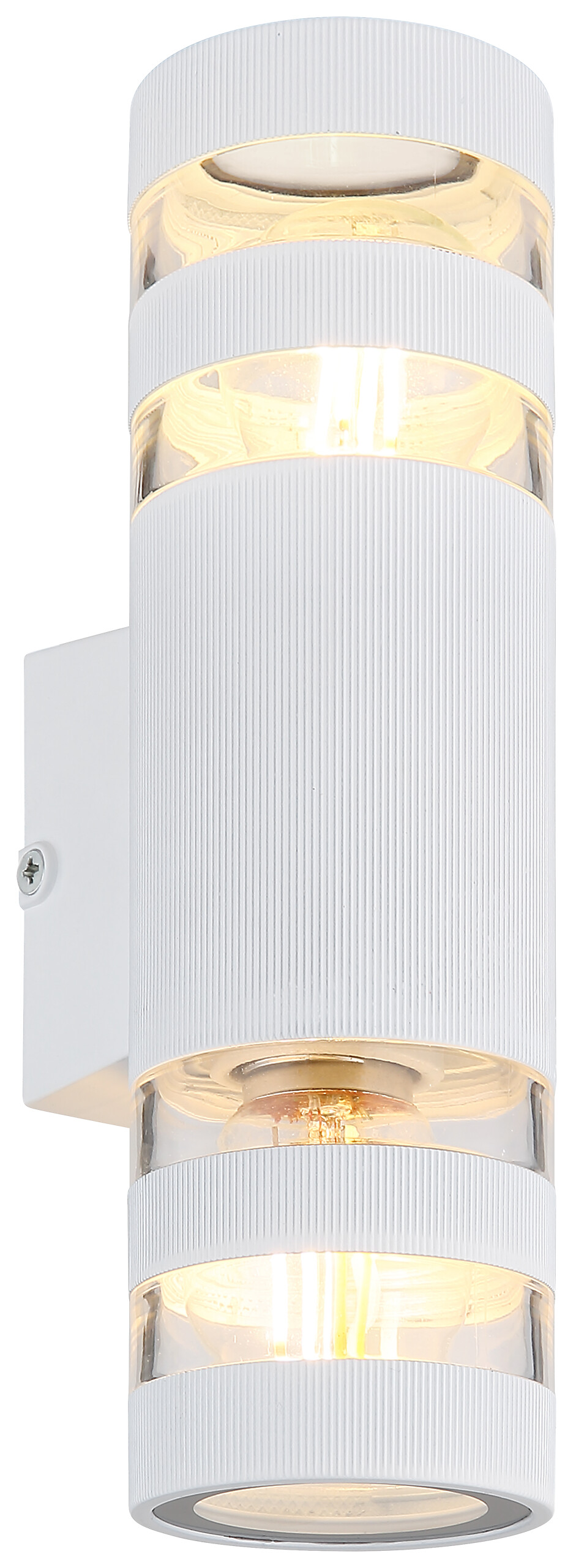 GLOBO Wandleuchte weiß klar Kunststoff Glas B/H: ca. 6,5x22 cm E27 2 Brennstellen