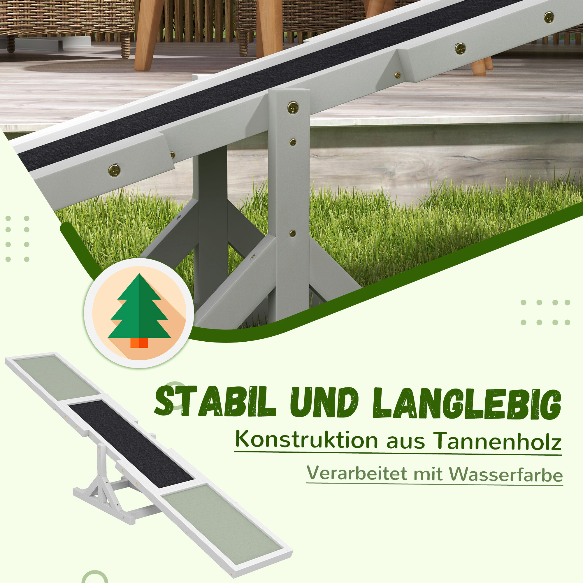 PawHut Hundewippe weiß Holz B/H/L: ca. 30x30x180 cm