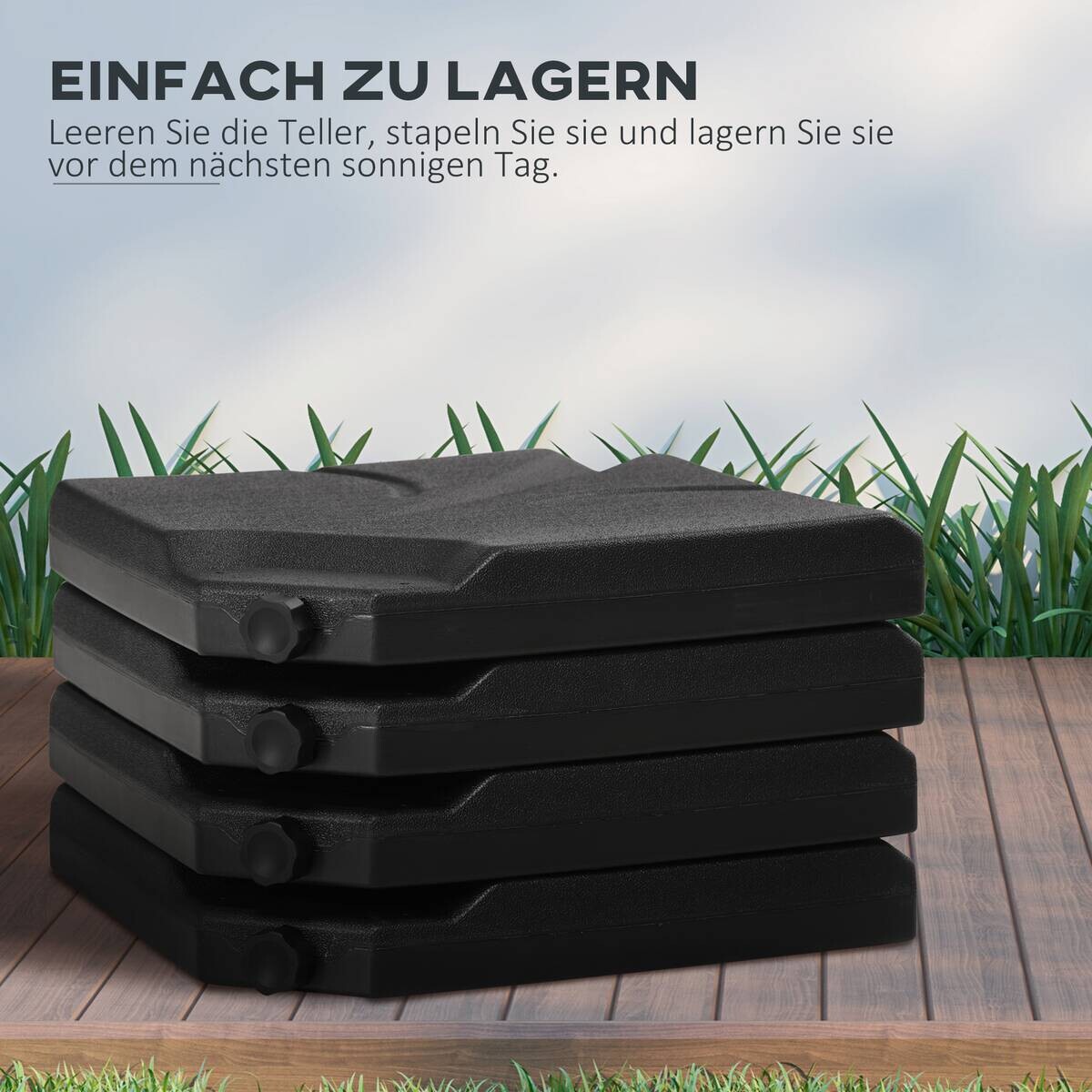 Outsunny Schirmgewichte schwarz Kunststoff B/H/L: ca. 103x8,3x103 cm