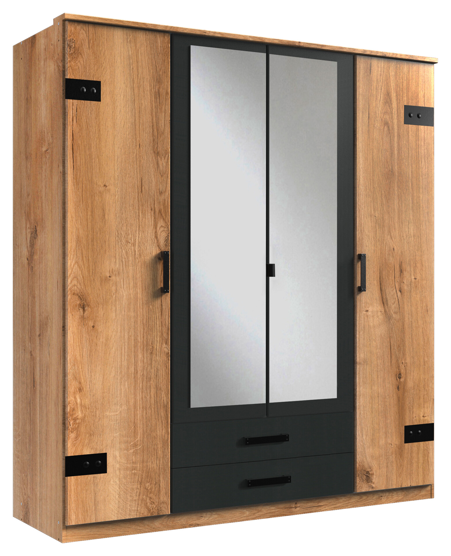 Kleiderschrank Cork Graphit Plankeneiche Nachbildung B/H/T: ca. 180x199x58 cm