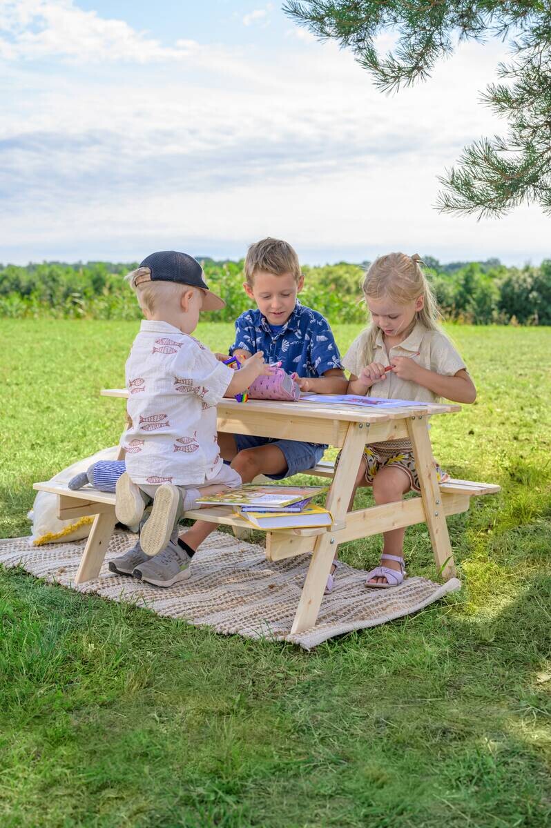 Timbela Kindersitzgarnitur M010 natur Holz B/H/L: ca. 90x50x90 cm