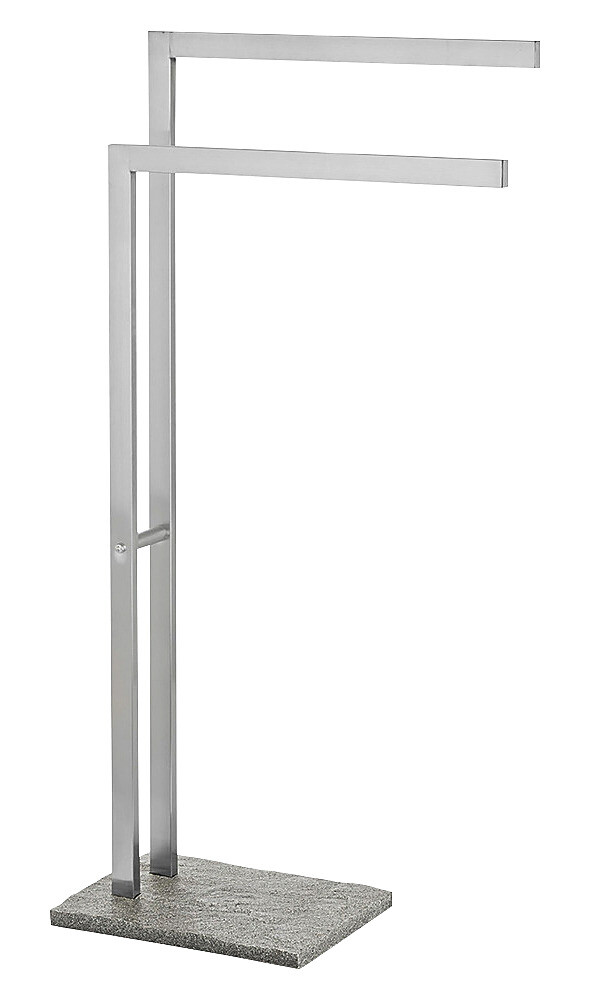 WENKO Doppel-Handtuchhalter grau Edelstahl B/H/T: ca. 44x87x20 cm