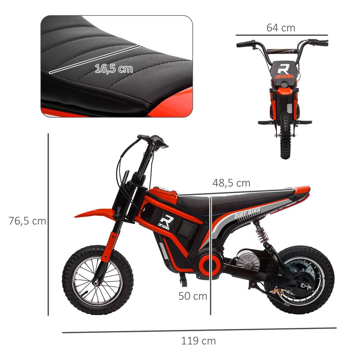 HOMCOM Kindermotorrad rot B/H/L: ca. 64x76,5x119 cm