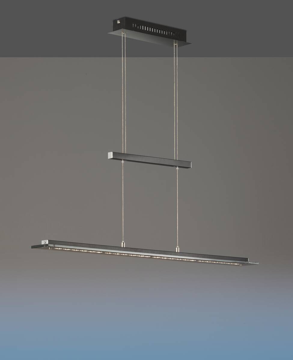 Fischer & Honsel LED-Pendelleuchte 60442 Rauch Chrom schwarz Glas Metall B/H/T: ca. 88x150x9 cm 1.0 Brennstellen