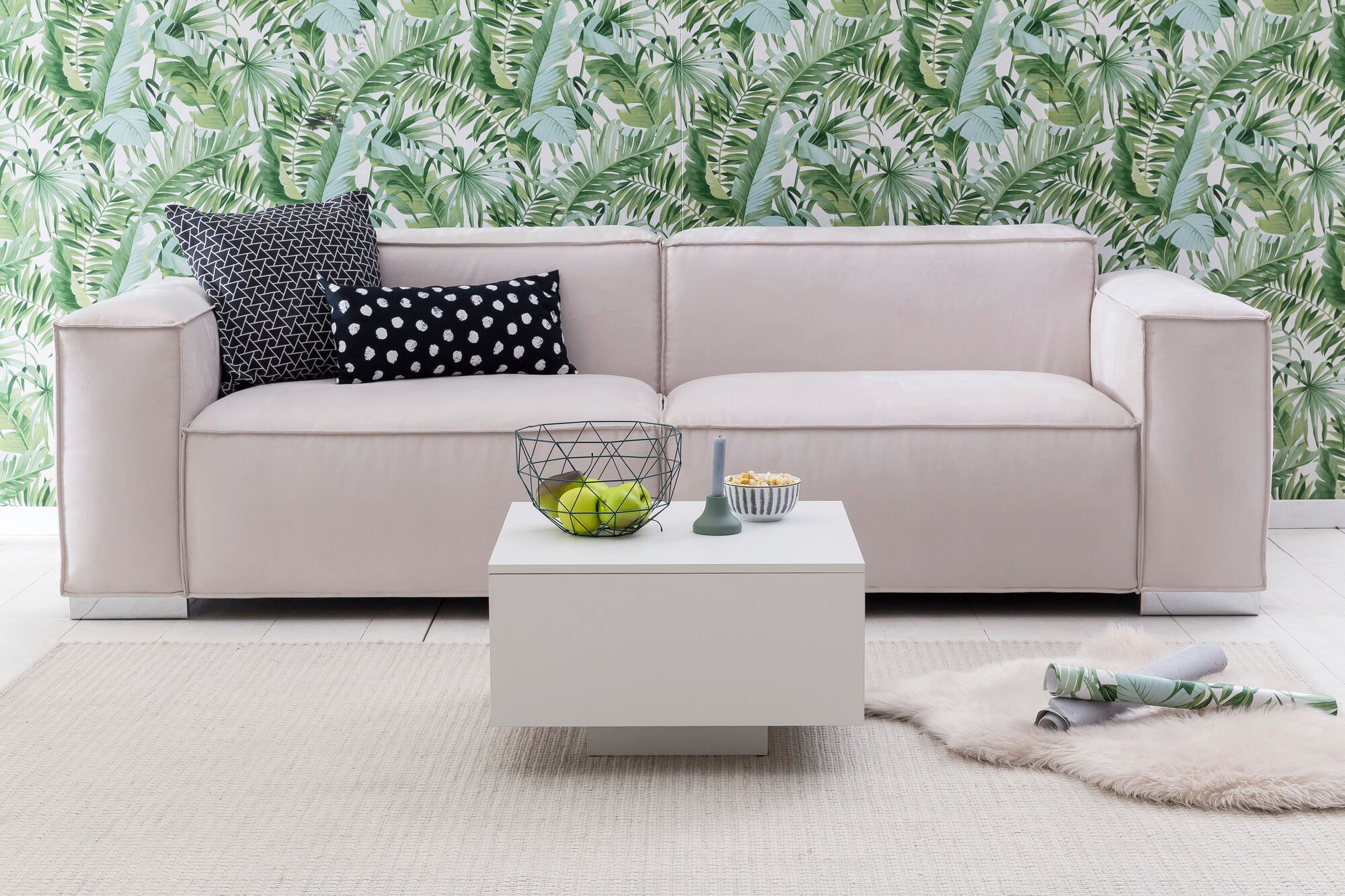 Wohnling Couchtisch weiß Holzwerkstoff B/H/T: ca. 60x35,5x60 cm