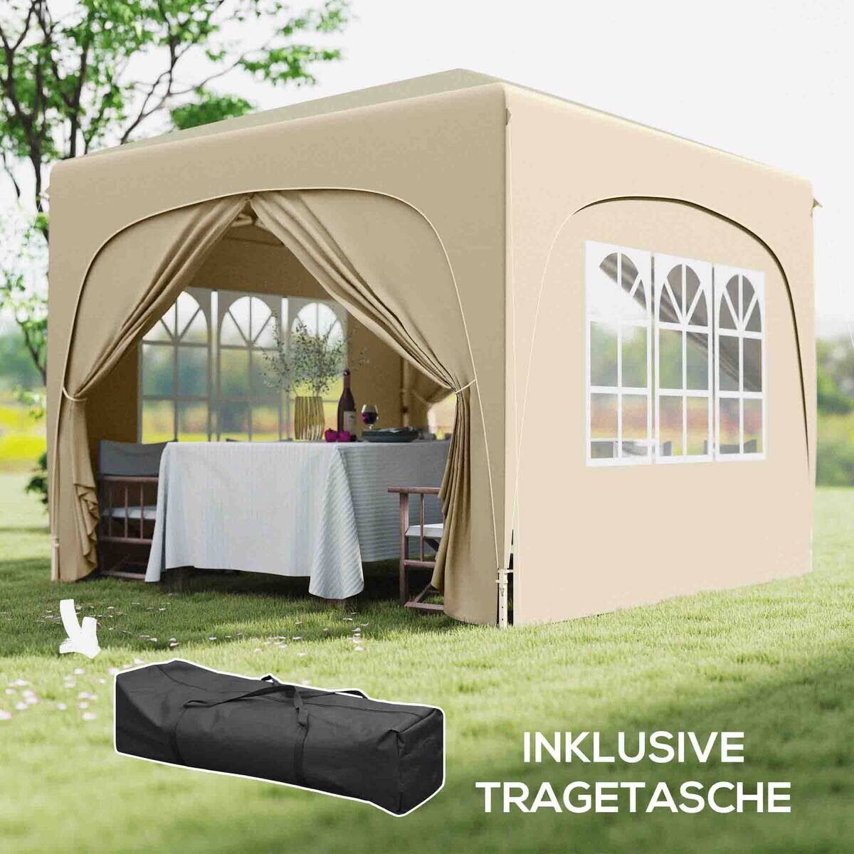 Outsunny Pavillon sand Metall B/H/L: ca. 300x273x300 cm