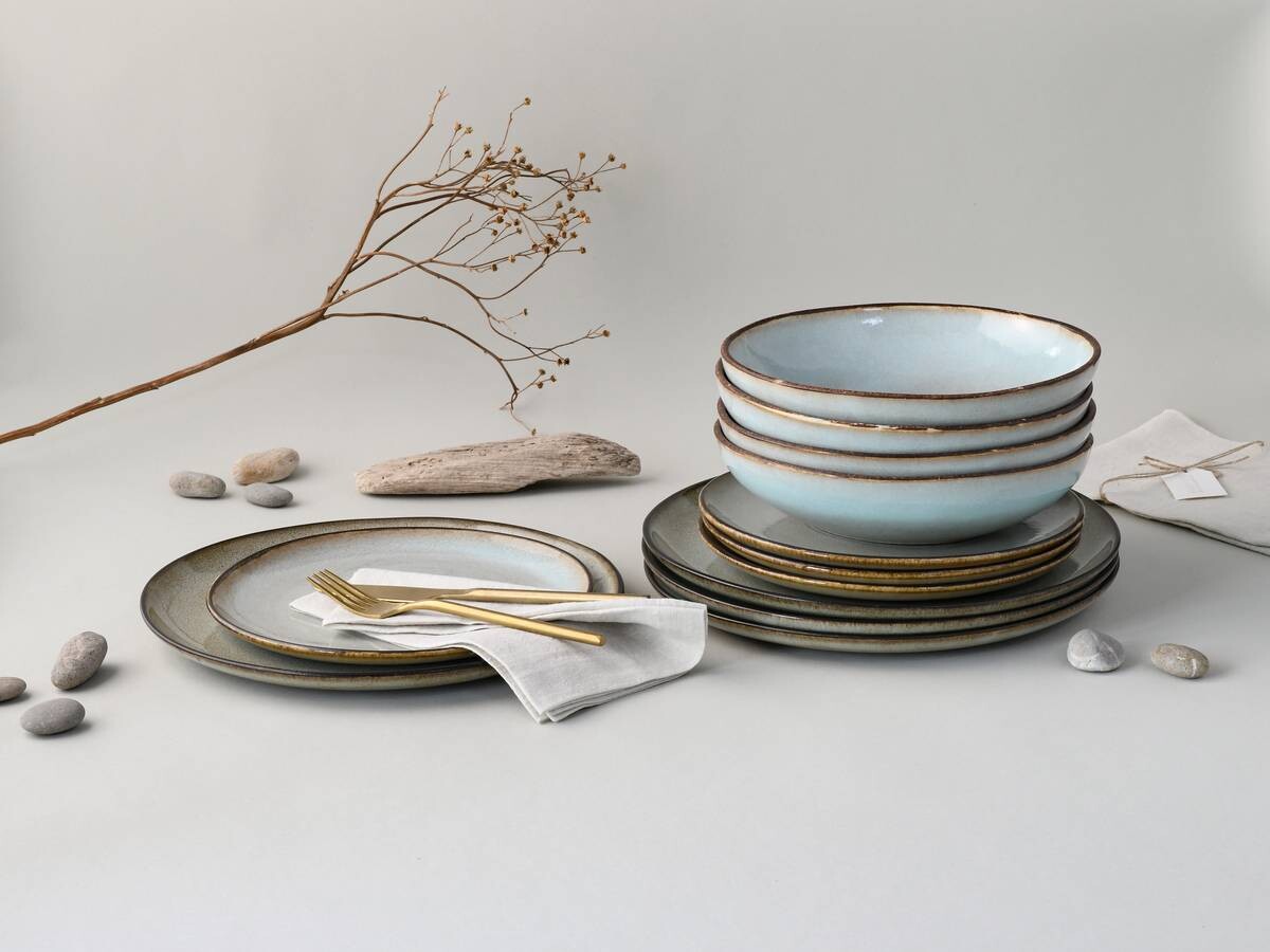 CreaTable Tafelservice Stone Grey grau Steinzeug 12 tlg.