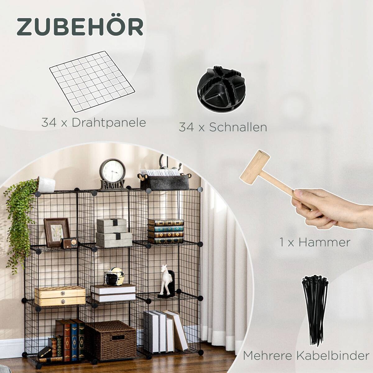 HOMCOM Regal schwarz Kunststoff B/H/L: ca. 35x35x35 cm