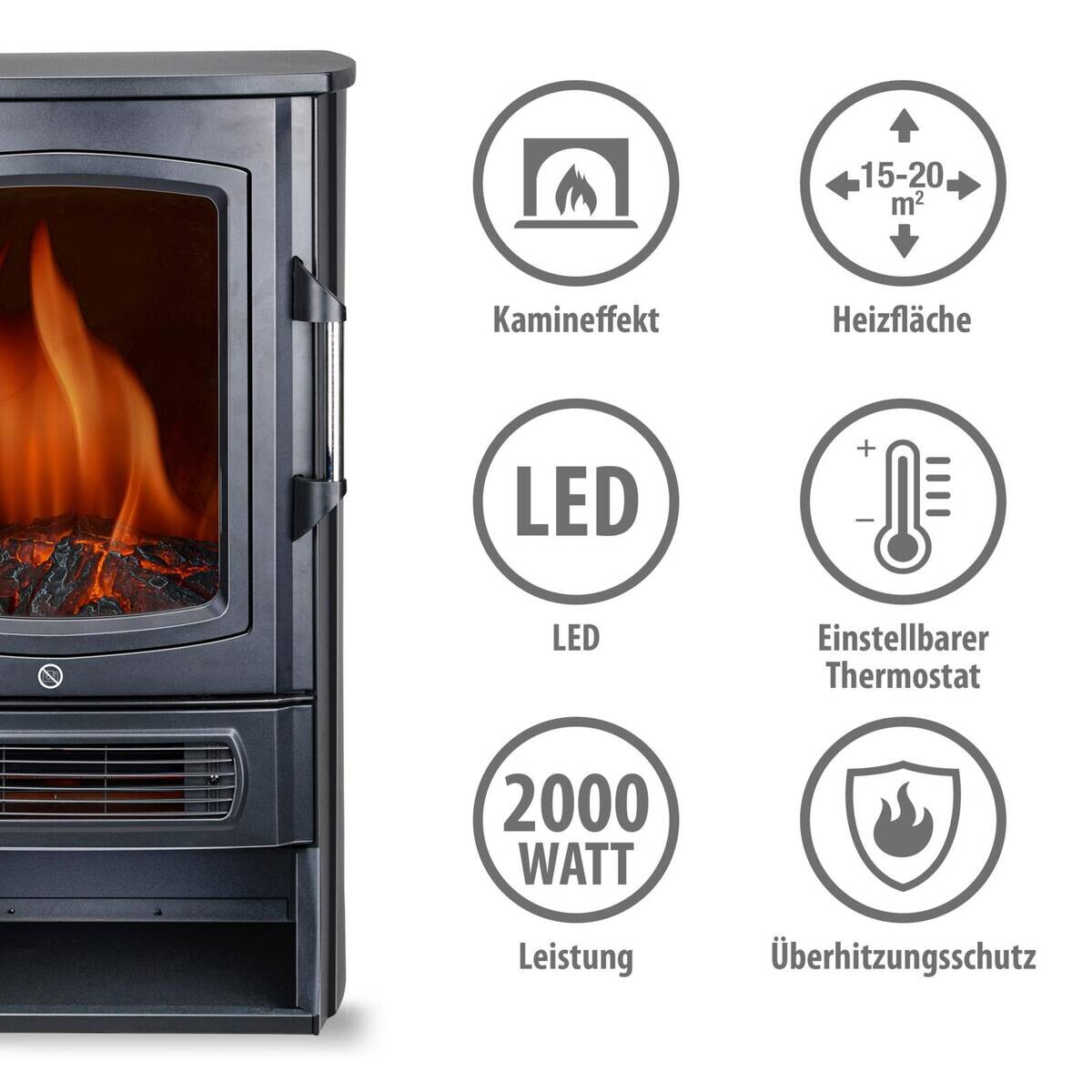 alpina Elektrokamin schwarz Metall ca. 2000 W