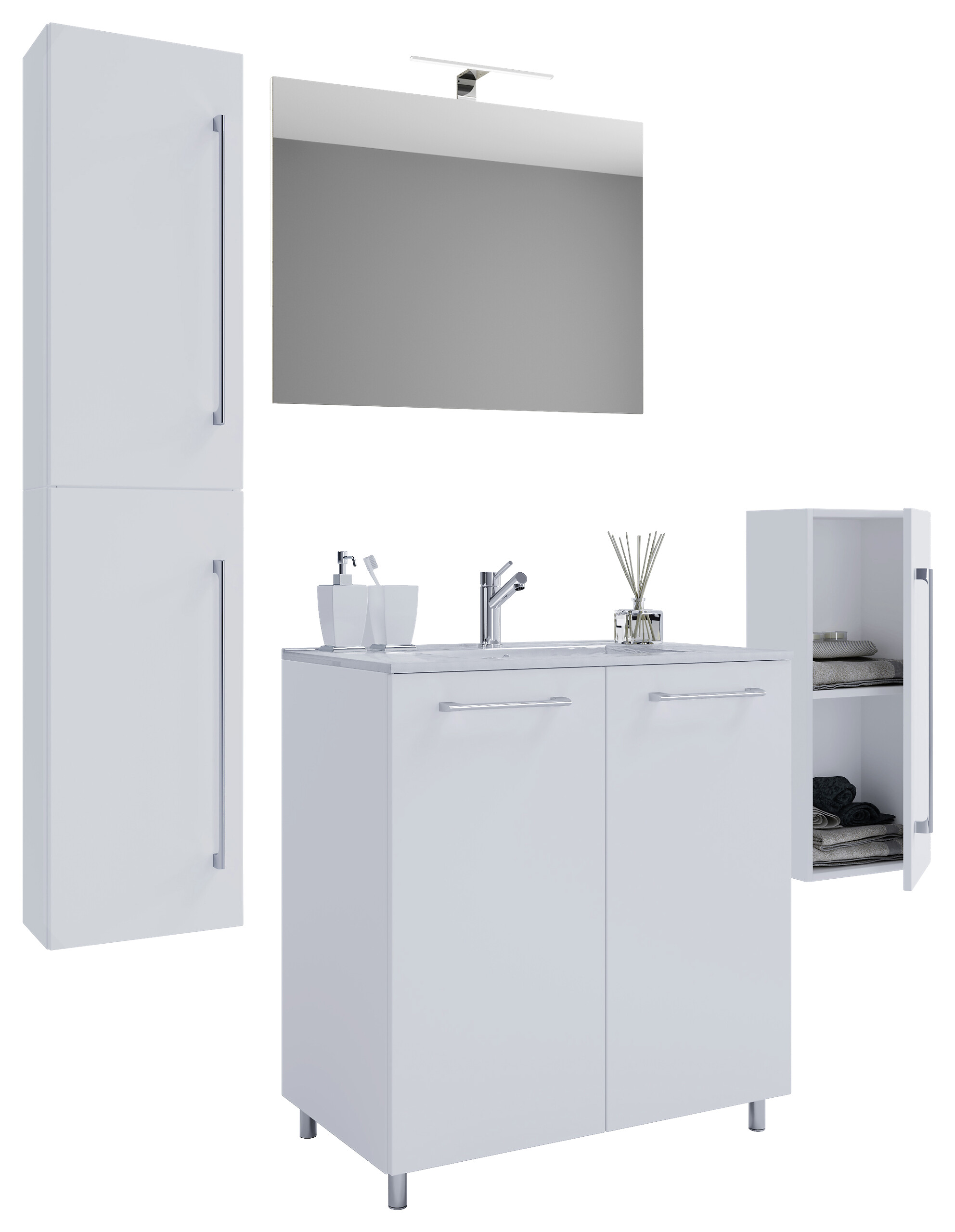 Waschplatz 5tlg-Gilos weiß B/H/T: ca. 60x86x46 cm