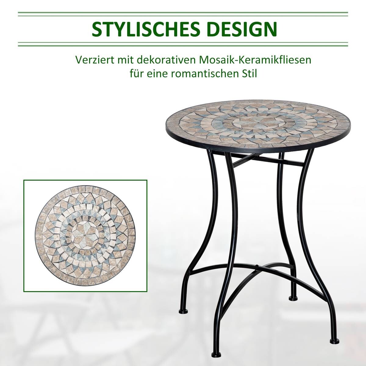 Outsunny Gartentisch bunt Metall H/D: ca. 71x60 cm