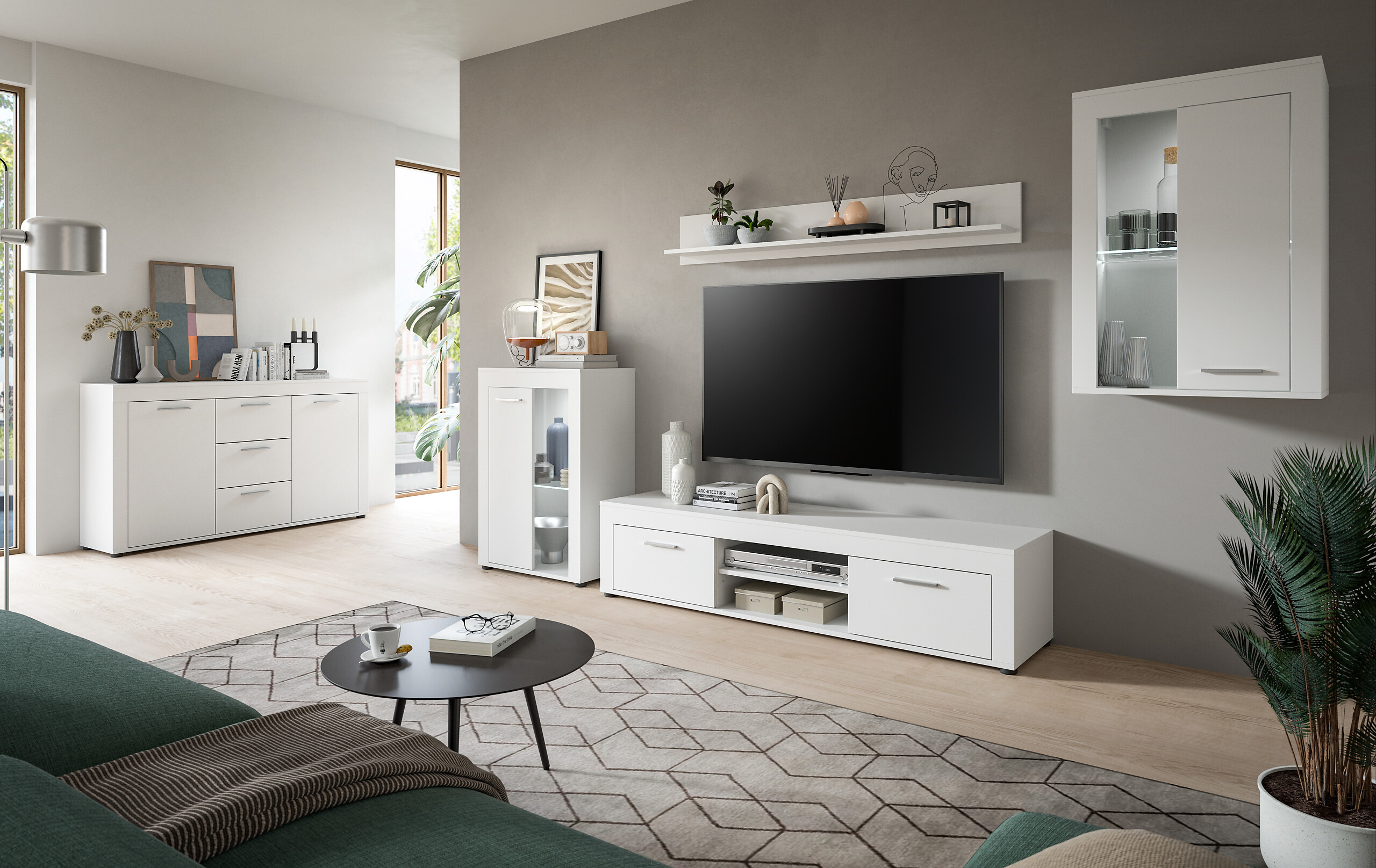 Wohnwand Jam weiß B/H/T: ca. 169x310x35 cm