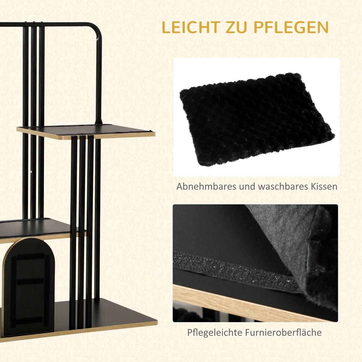 PawHut Kratzbaum schwarz Spanplatte B/H/L: ca. 48x128x85 cm