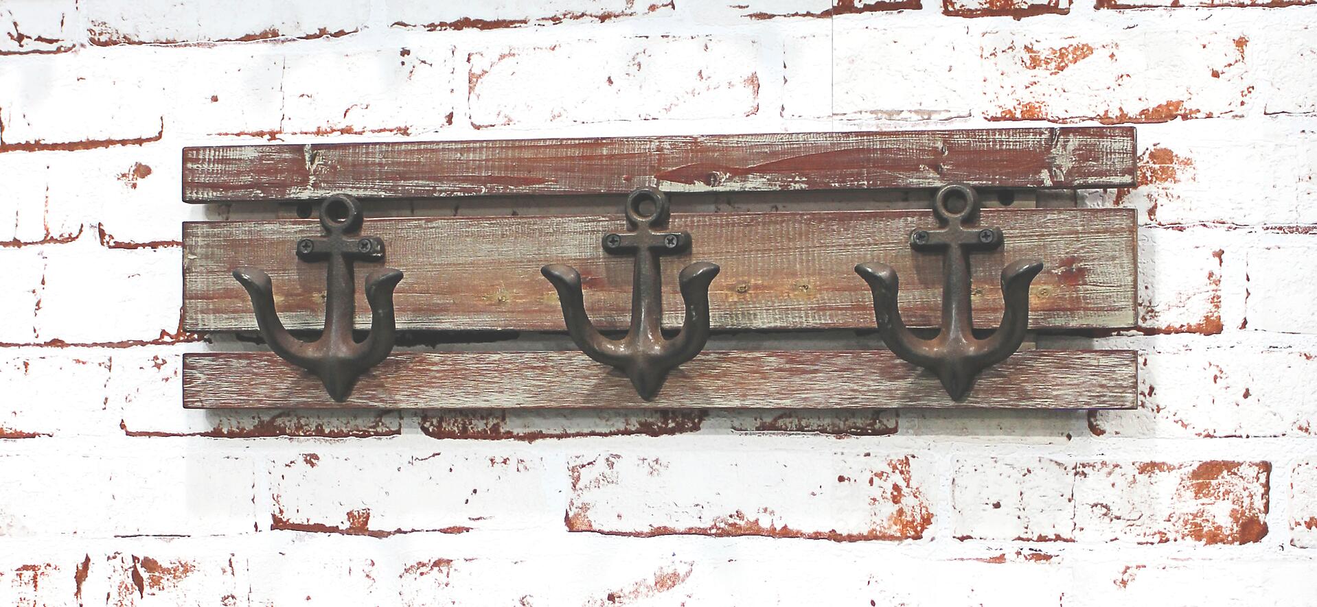 Garderobenleiste  Vintage Optik Kiefer B/H/T: ca. 50x14x7 cm