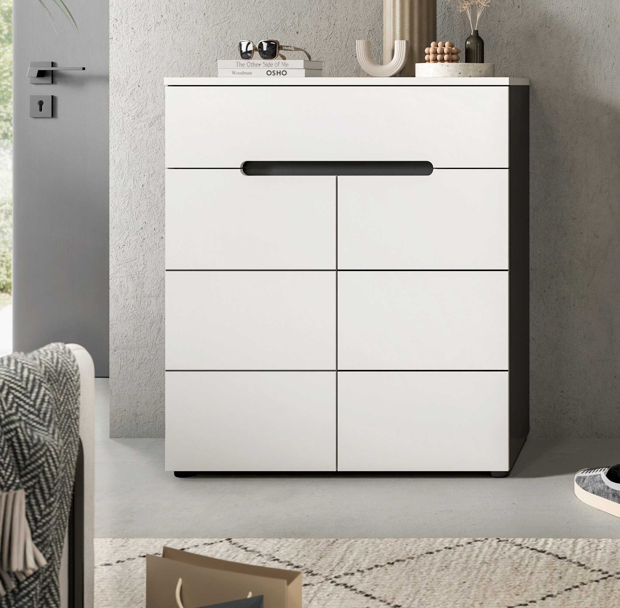 Schuhkommode Canu basaltgrau Nachbildung weiß B/H/T: ca. 80x94x37 cm Schuhkommode Canu basaltgrau Nachbildung weiß B/H/T: ca. 80x94x37 cm