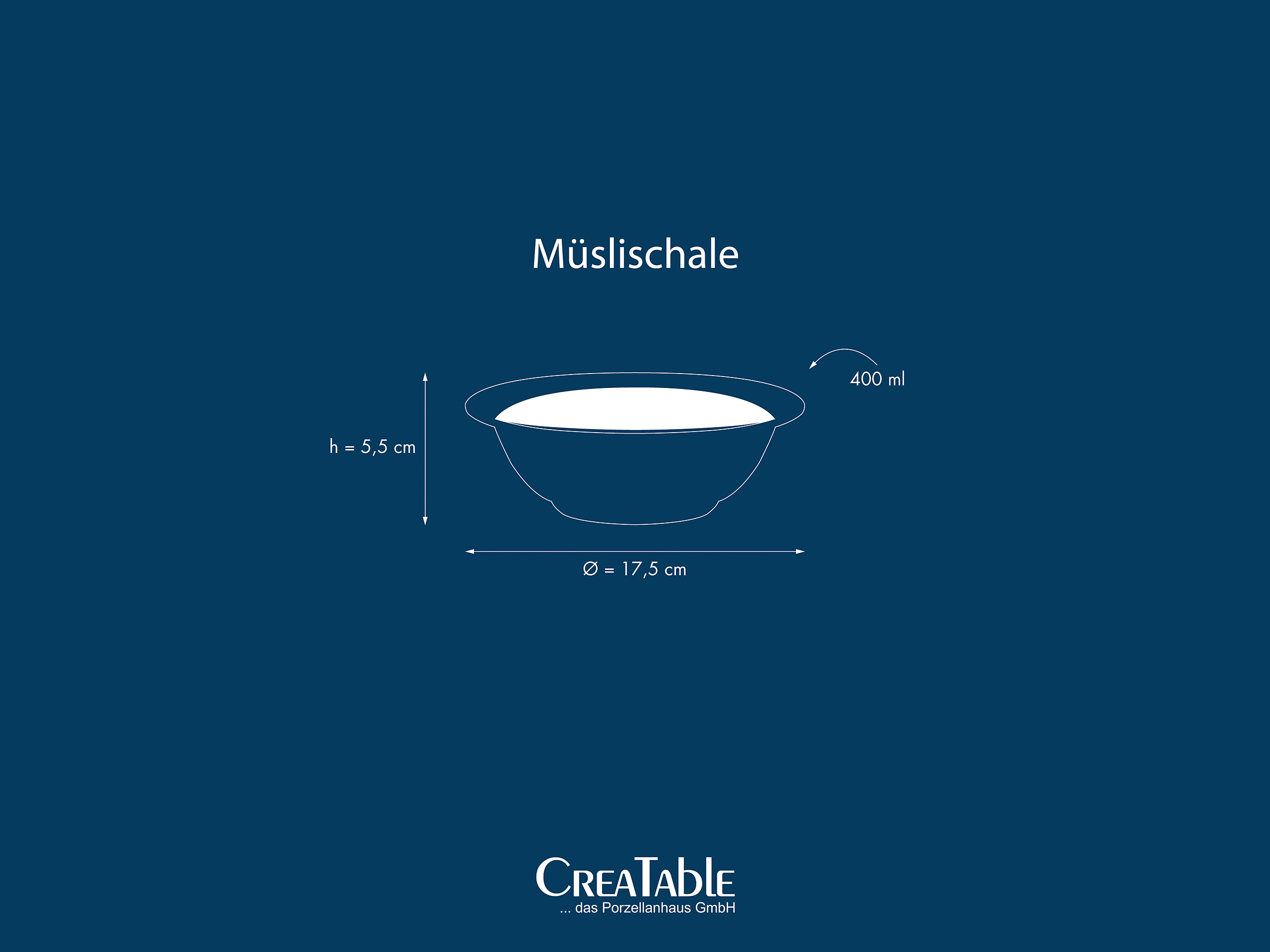 CreaTable Müslischale Polo weiß Porzellan 6 tlg.