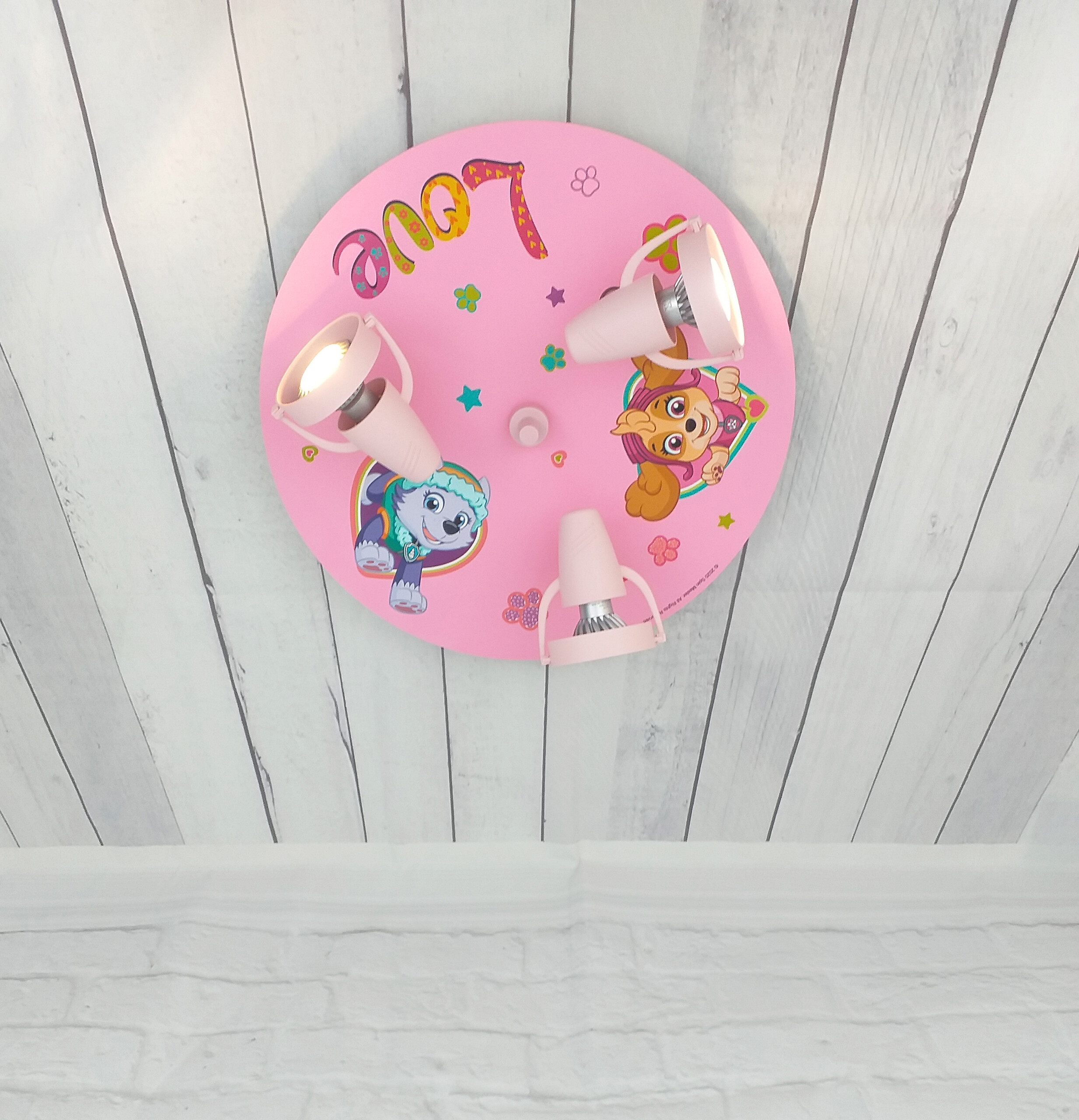 Niermann Strahler Paw Patrol-Pavsitive Pups rosa Kunststoff D: ca. 35 cm GU10 3 Brennstellen