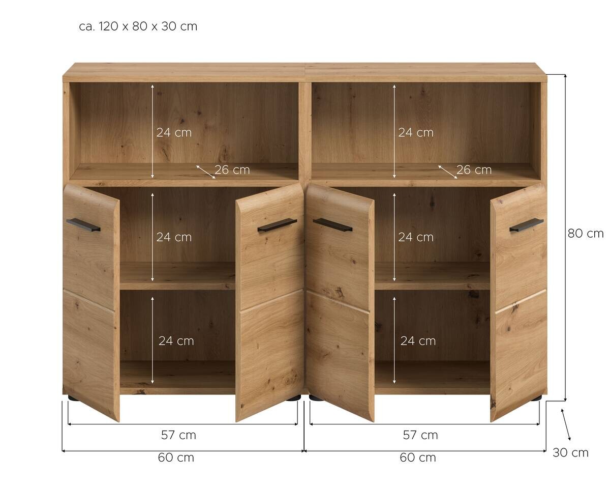 Badezimmer-Set Ice Artisan Oak Nachbildung B/H/T: ca. 120x80x30 cm