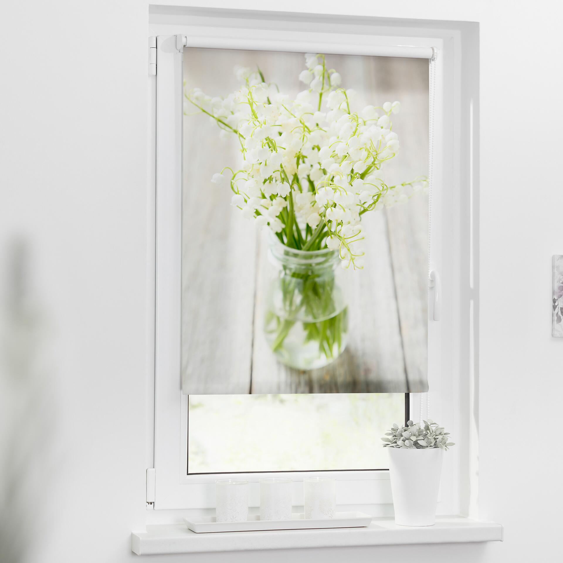 LICHTBLICK Verdunkelungsrollo Maiglöcken weiß B/L: ca. 45x150 cm