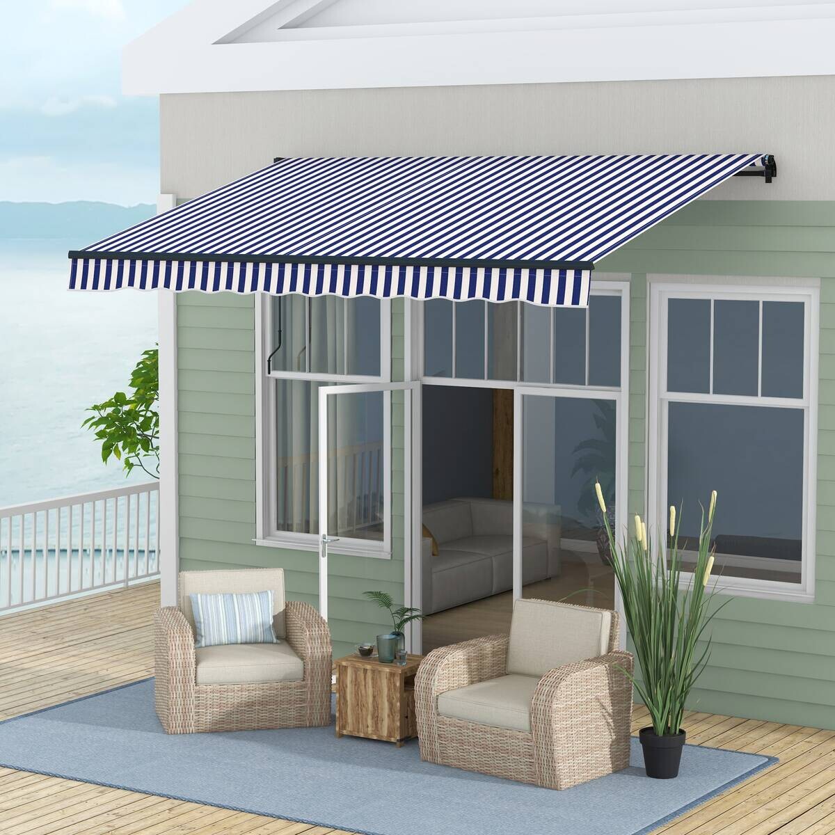 Outsunny Markise blau B/H: ca. 290x350 cm