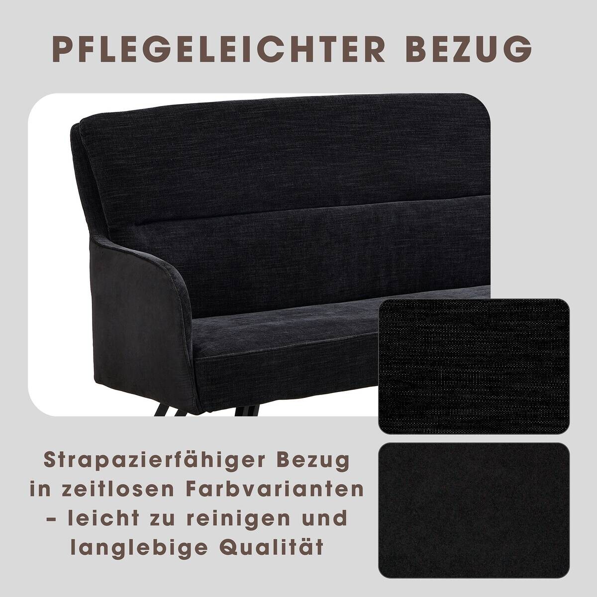 Sitzbank TINO schwarz Metall Microfaser B/H/T: ca. 140x94x67 cm