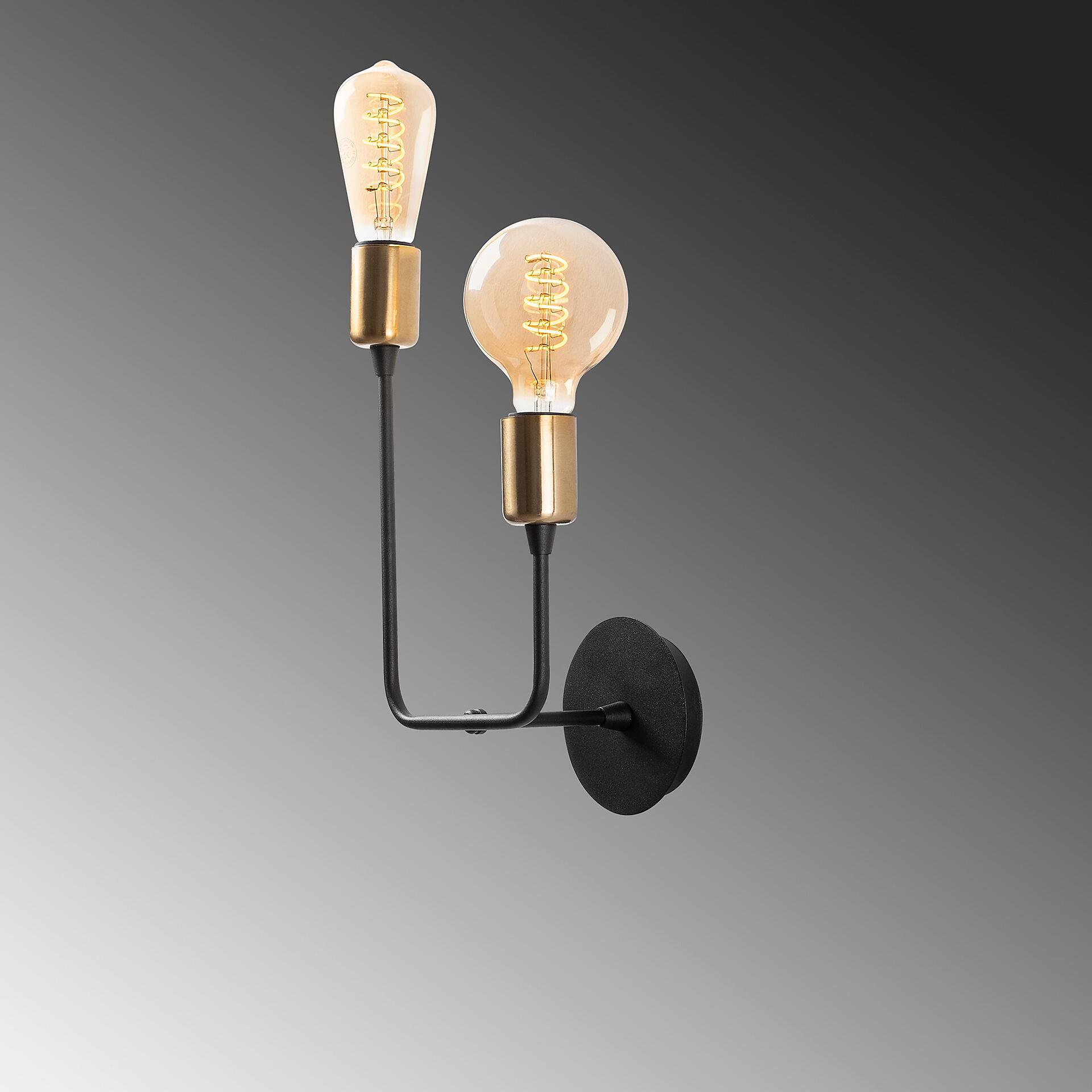 Opviq Wandleuchte schwarz Eisen B/H/L: ca. 16x36x21 cm E27 1 Brennstellen