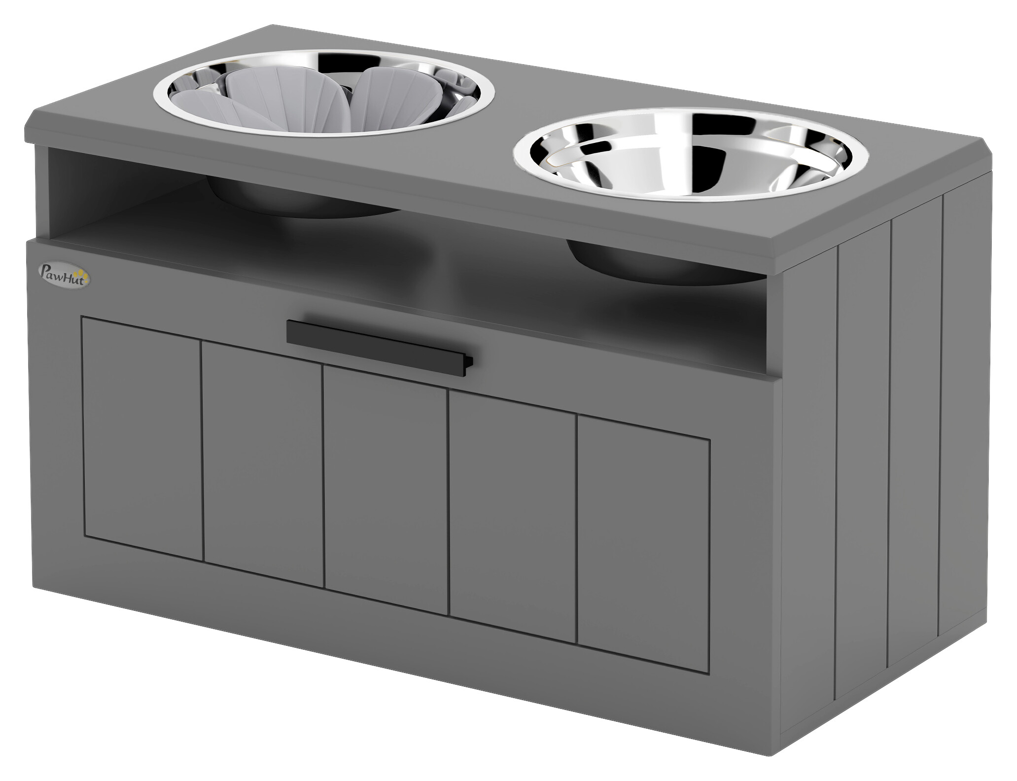 PawHut Futterstation grau MDF B/H/L: ca. 30x35x60 cm