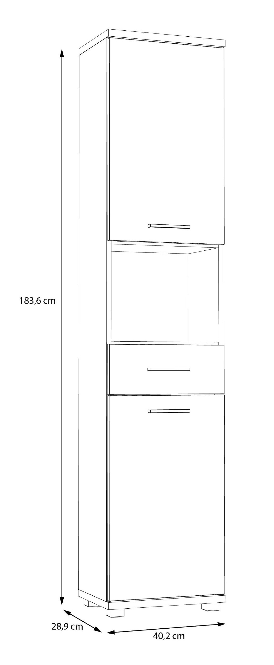 Hochschrank Eiche Artisan Nachbildung salbei B/H/T: ca. 40x184x29 cm