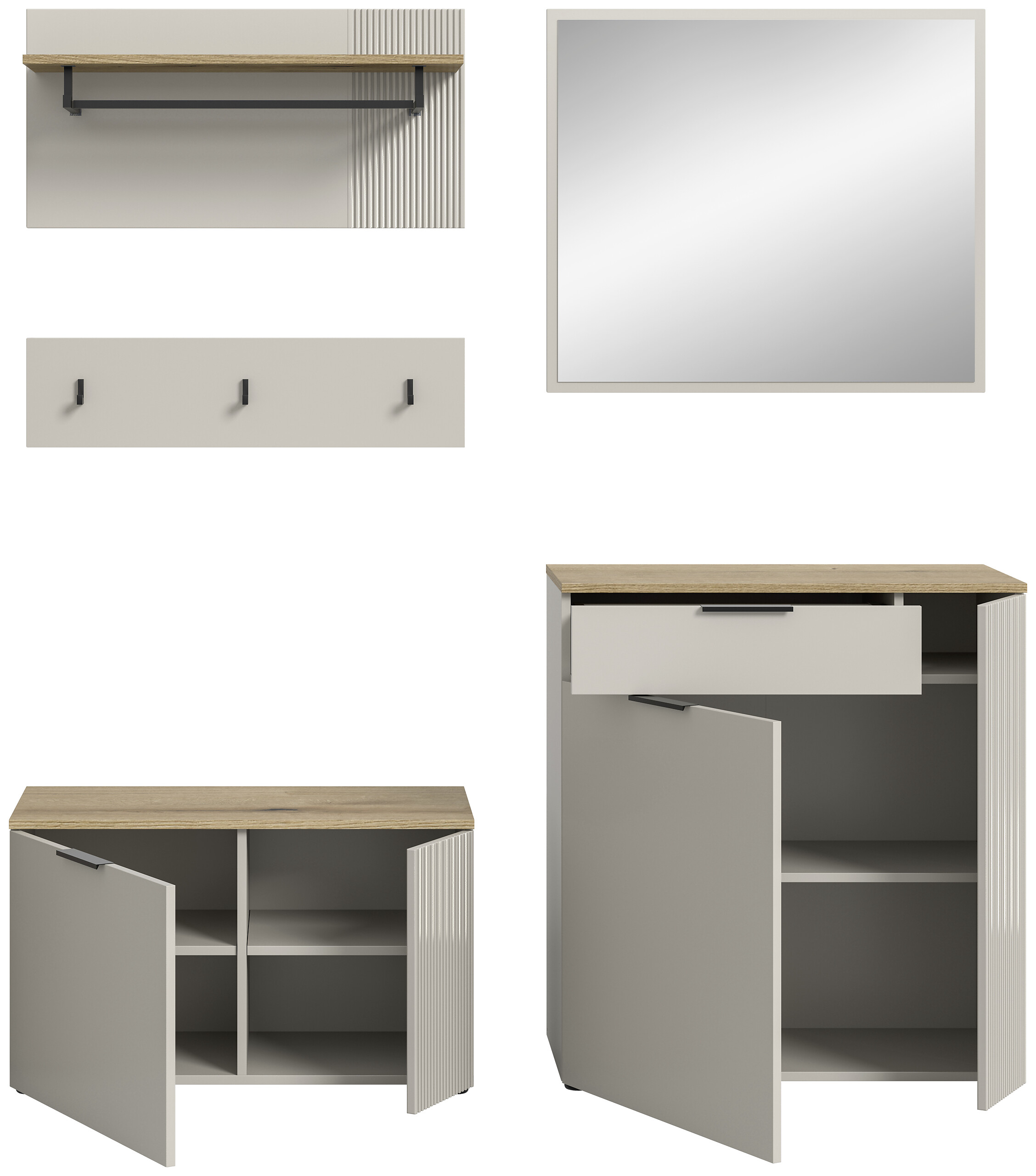 Garderobe Slide Kaschmirgrau Nachbildung Evoke Oak Nachbildung B/H/T: ca. 175x190x36 cm