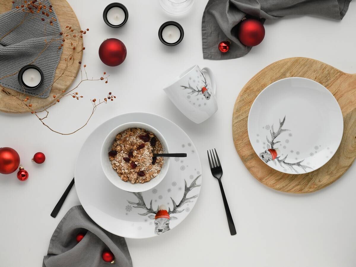 CreaTable Kombiservice Hirsch weiß Porzellan 16 tlg.