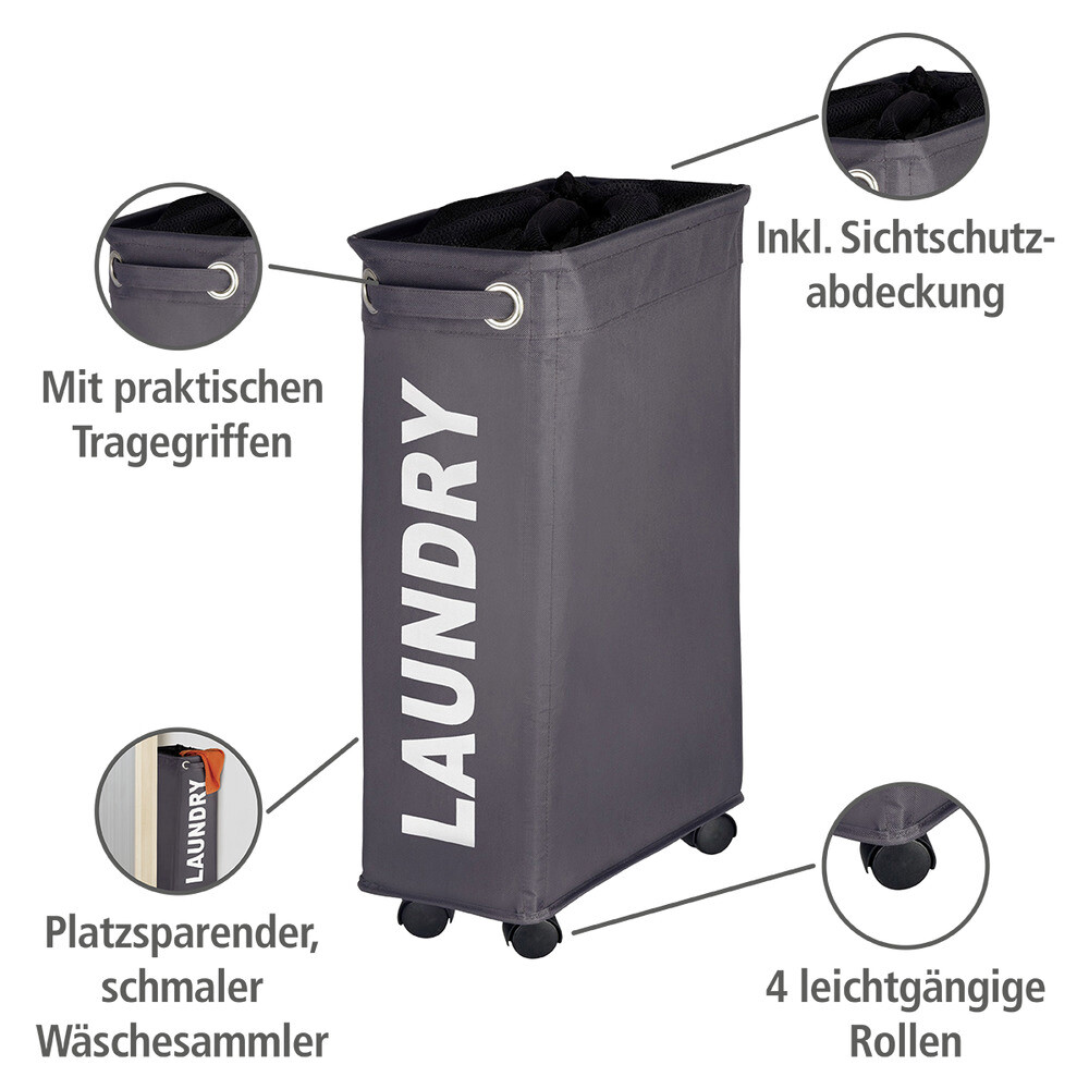 WENKO Wäschekorb grau weiß Kunststoff