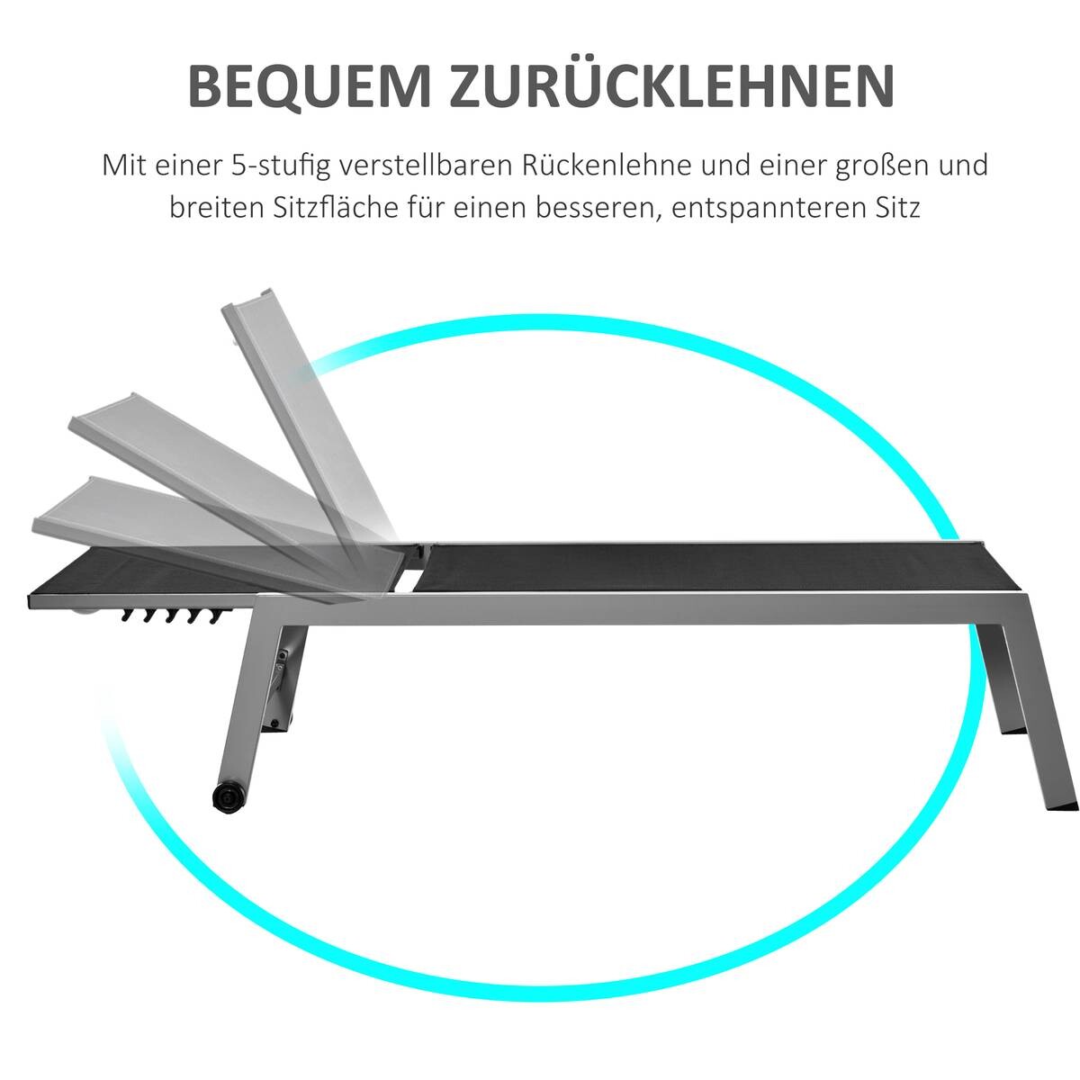 Outsunny Gartenliege schwarz Aluminium B/H/L: ca. 65x102x169 cm