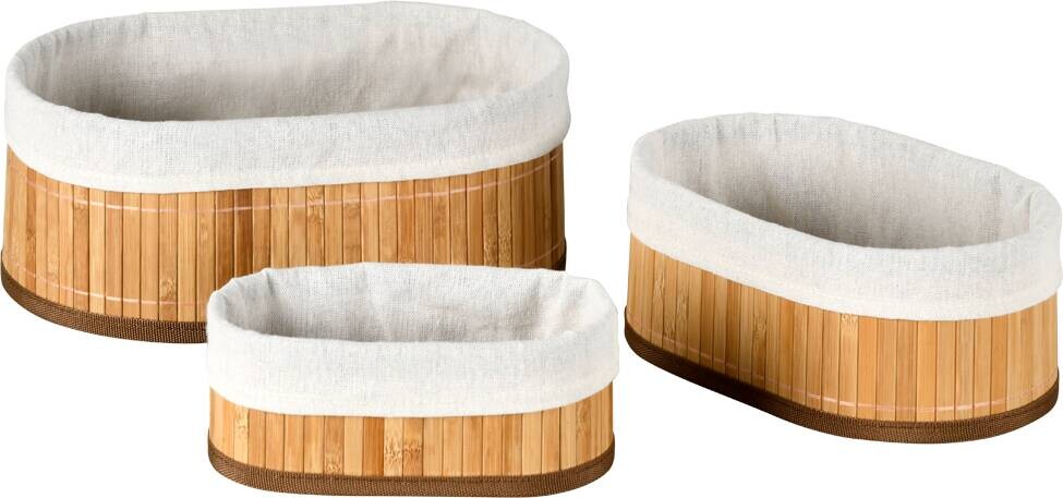 Kesper Bambus Körbchen 3er Set braun B/H/L: ca. 12x20x30 cm