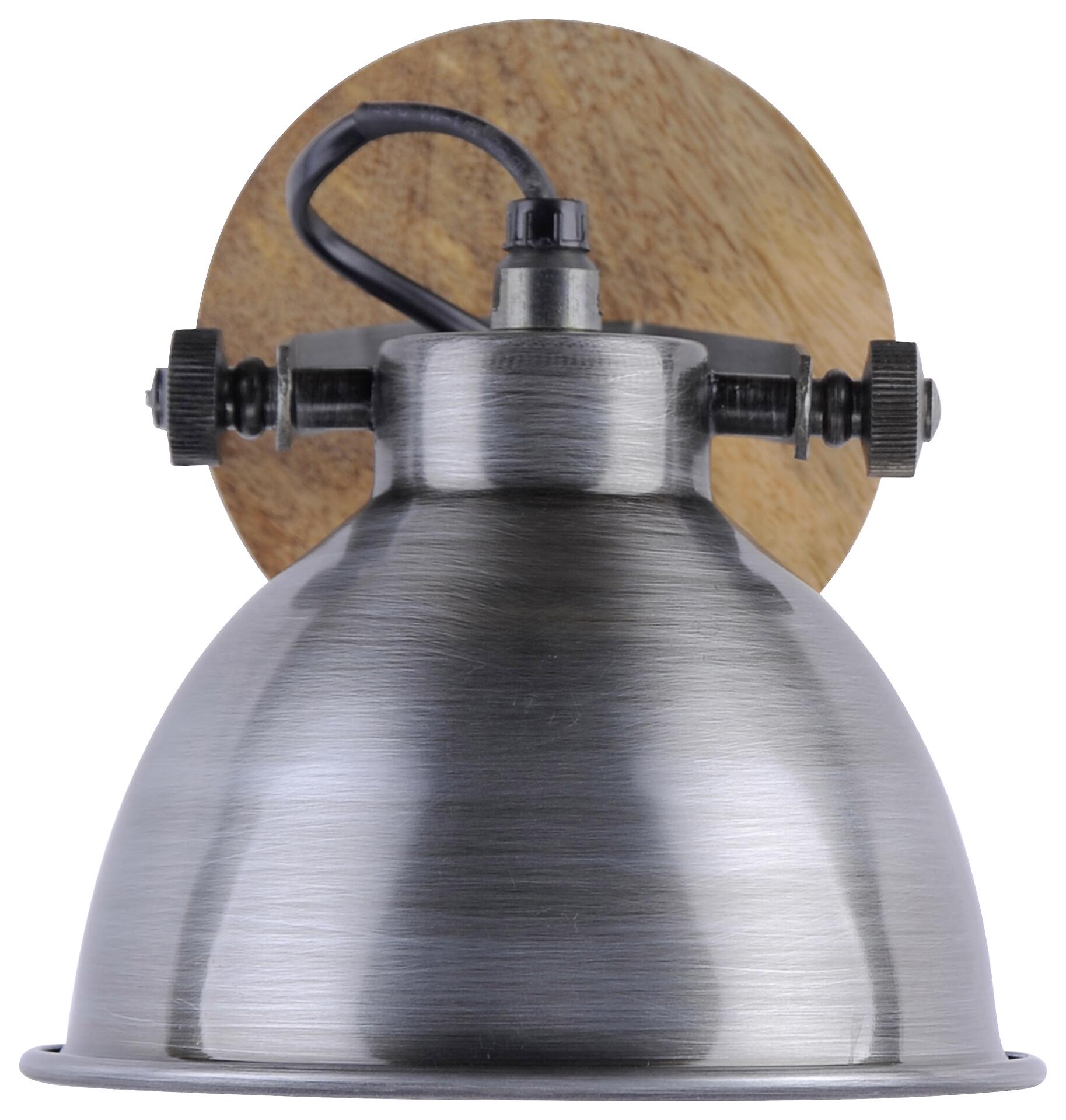 Just Light Spot Samia stahlfarbig Echtholz Metall B/H/T: ca. 15x22x17 cm E14 1 Brennstellen