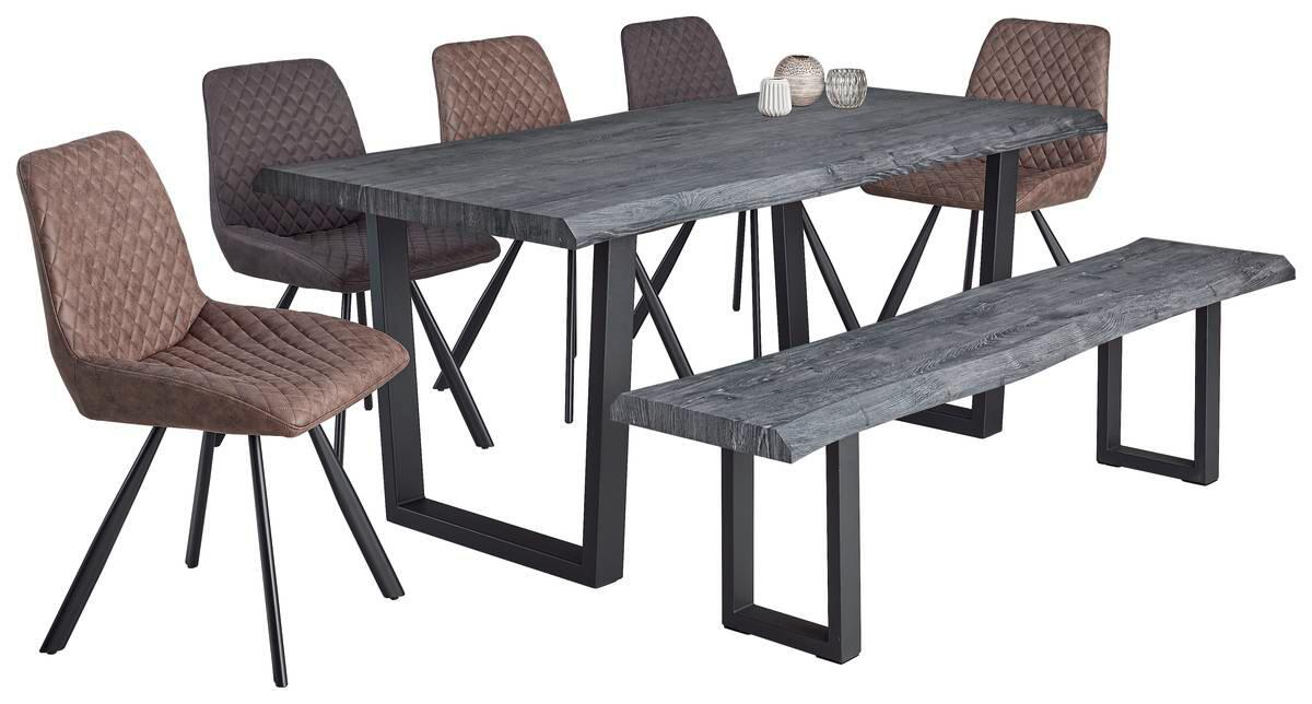 Stuhl Emily dunkelbraun schwarz Microfaser Metall B/H/T: ca. 51x87x63 cm