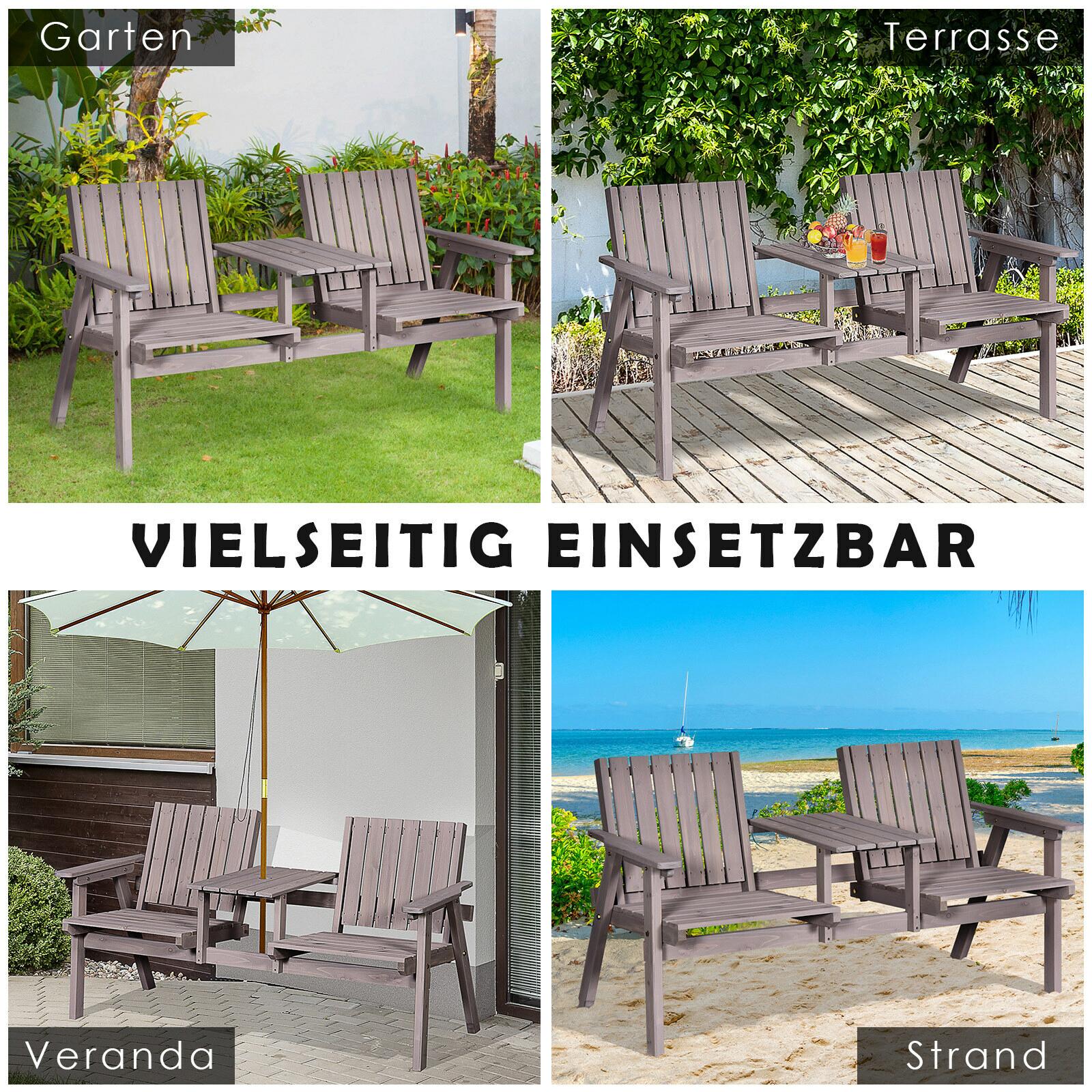 Outsunny Gartenbank grau Holz B/H/T/L: ca. 70x83x70x152 cm