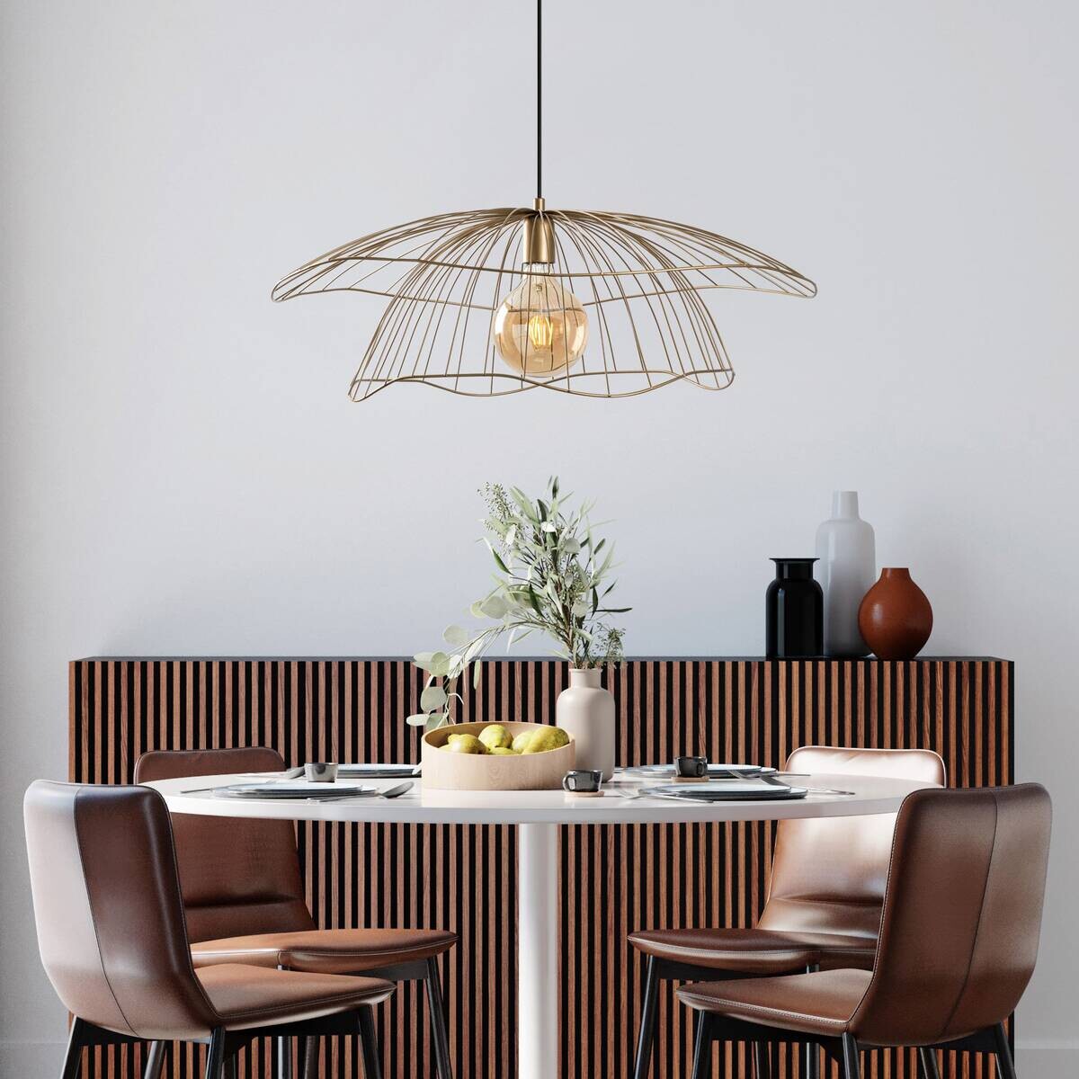 Opviq Pendelleuchte Mantar gold B/H/T/L/D: ca. 70x124x70x70x70 cm E27 1 Brennstellen