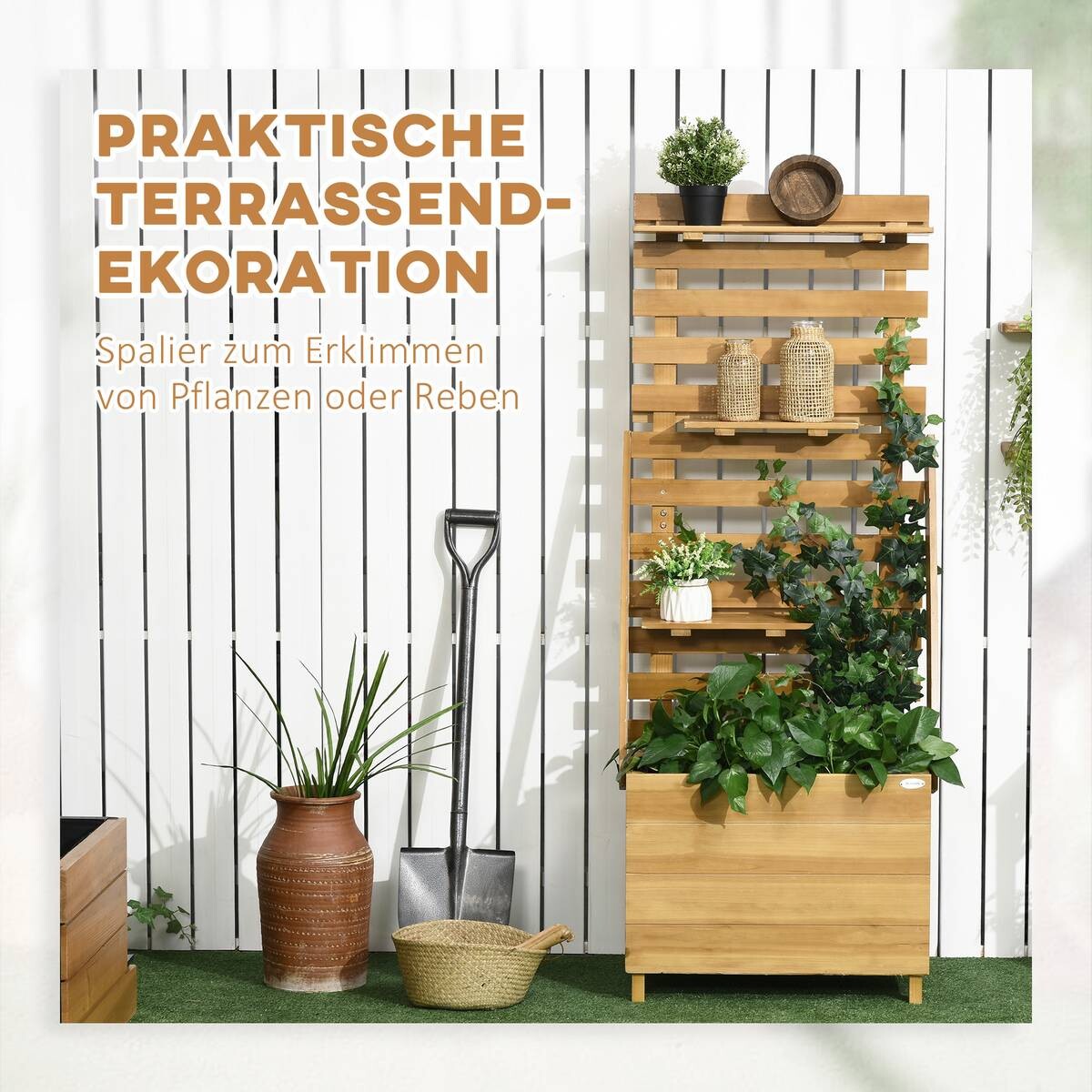 Outsunny Gartenbeet mit Rankgitter B/H/L: ca. 39x160x63 cm