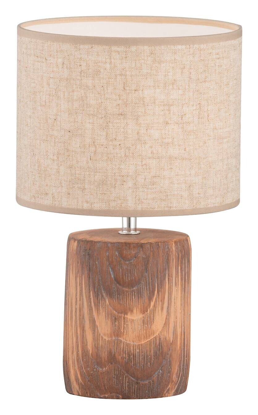 Fischer & Honsel Tischleuchte 50586 braun sand Leinen Keramik H/D: ca. 35x20 cm E14 1 Brennstellen