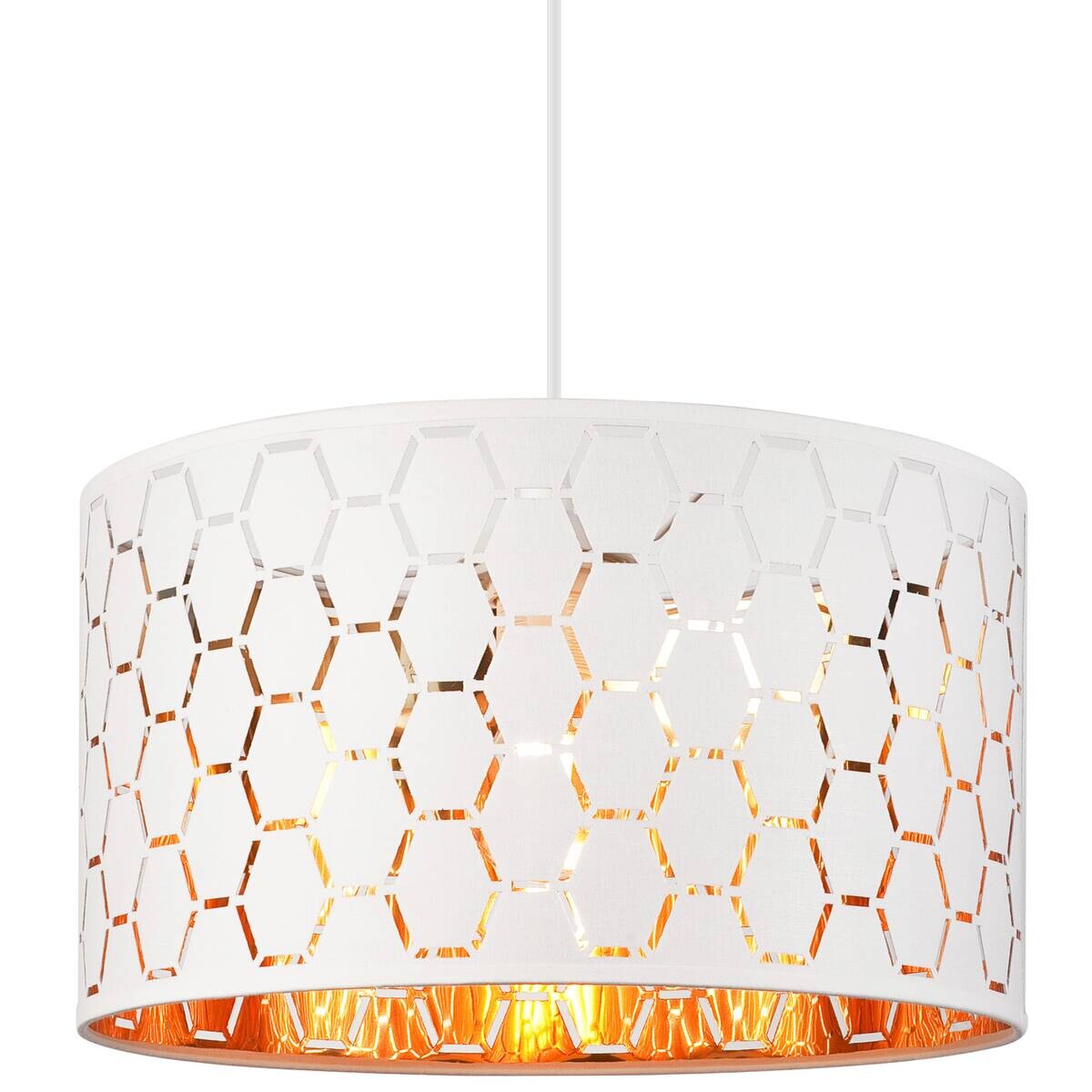 Lamkur Pendelleuchte weiß Holz B/H/L: ca. 37x23x37 cm E27 1 Brennstellen