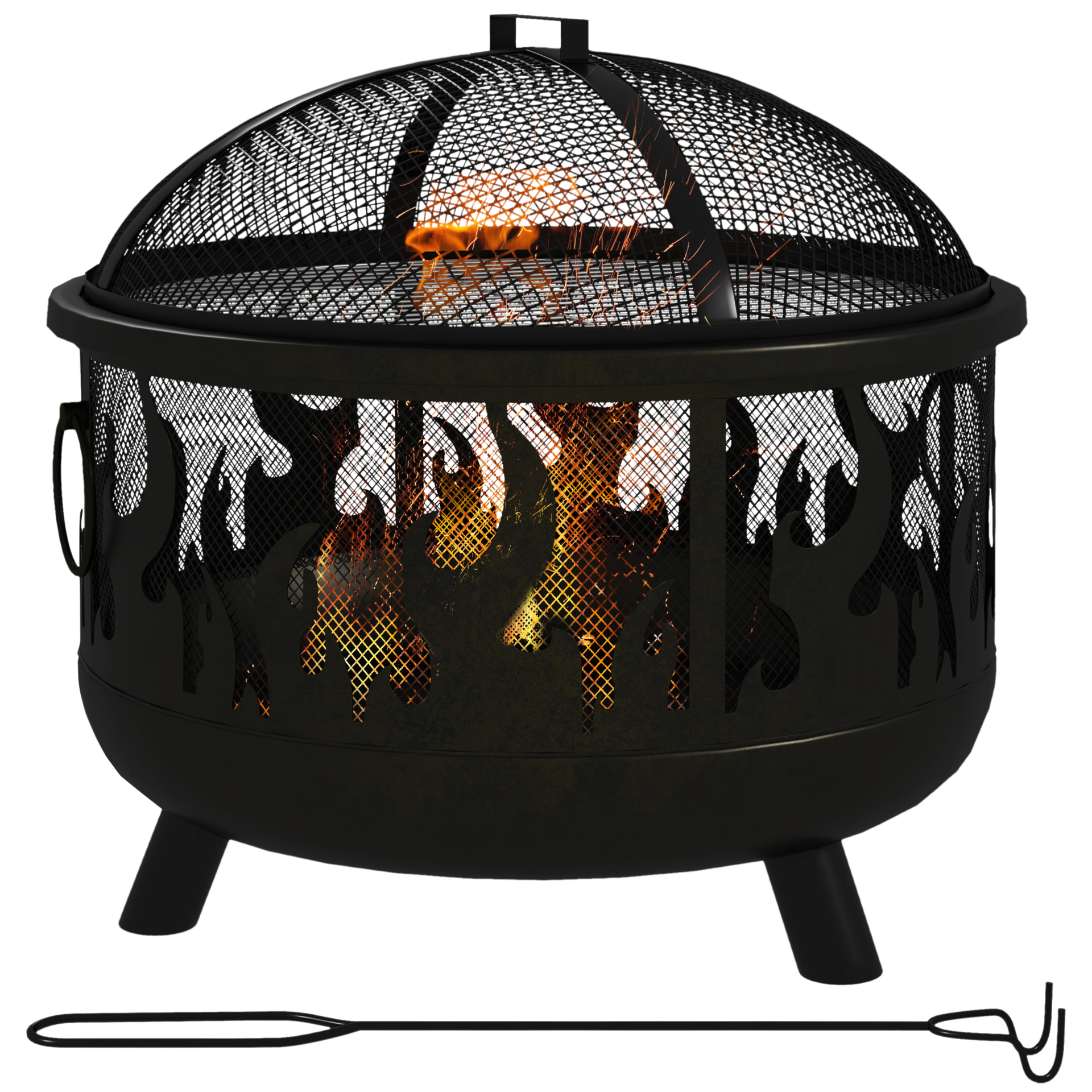 Outsunny Feuerschale schwarz Metall B/H/L: ca. 61x55x61 cm