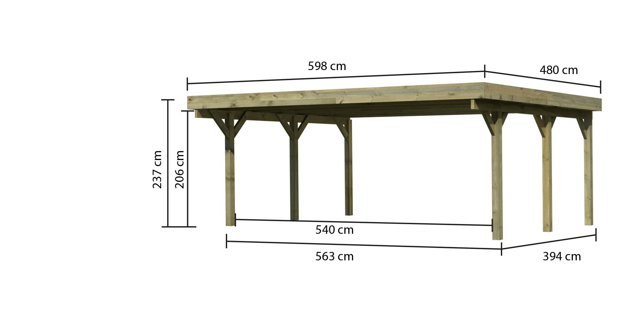 Karibu Carport Classic 1A B/H/T: ca. 598x237x480 cm