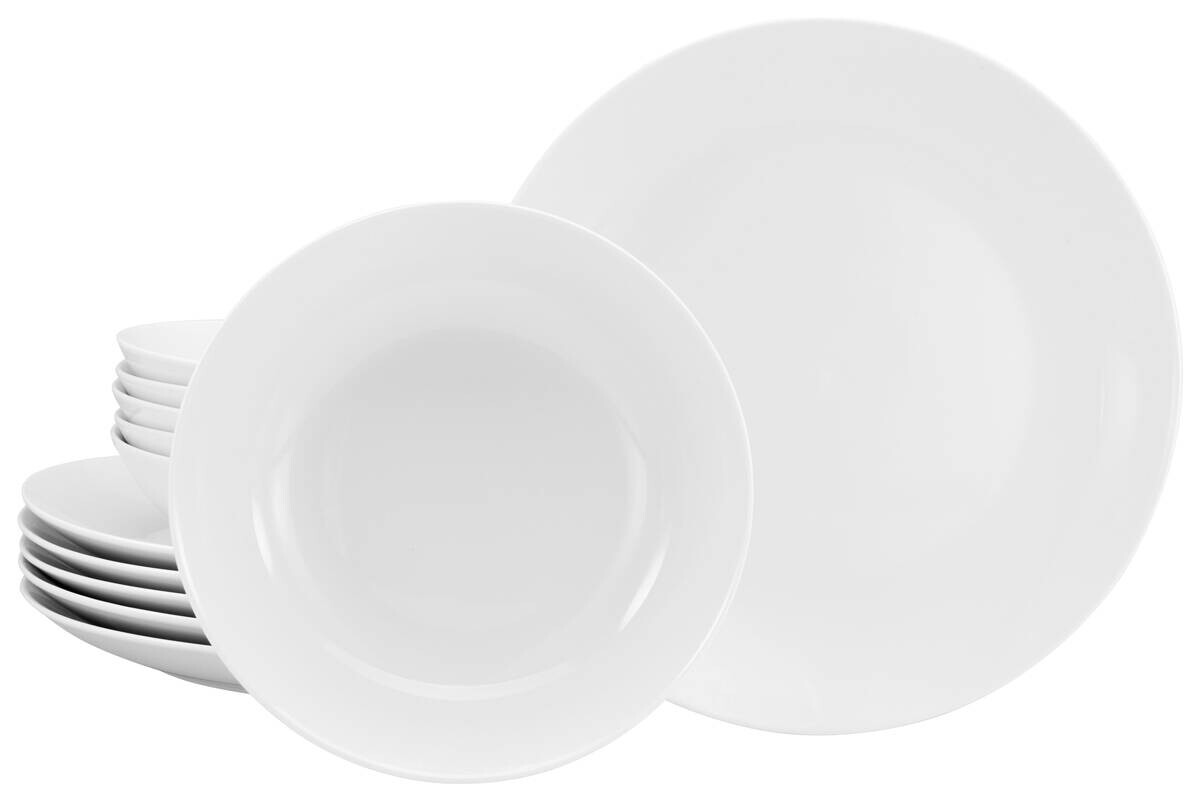 CreaTable Tafelservice Luna weiß Porzellan 12 tlg.