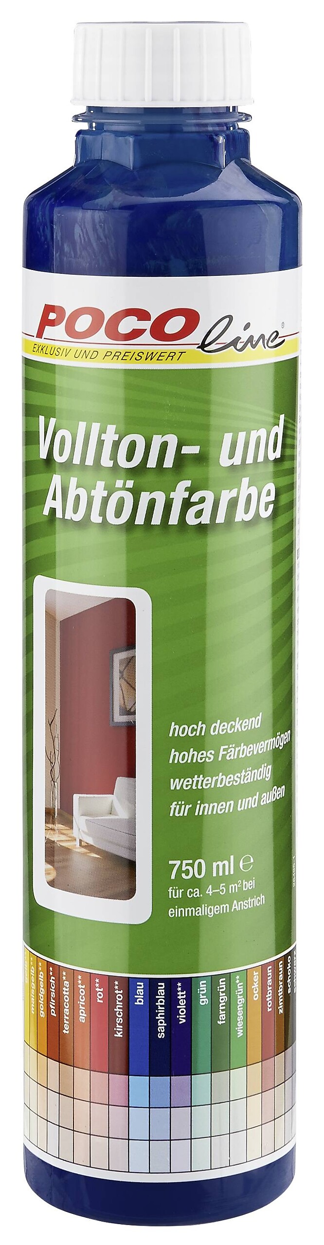 POCOline Vollton- und Abtönfarbe saphirblau ca. 0,75 l