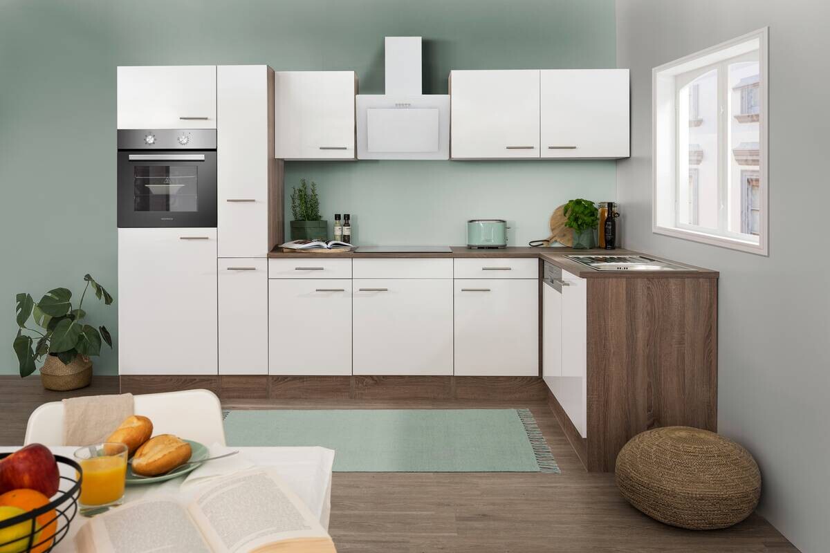 Respekta Winkelküche KBL310EYWS weiß B/H/T: ca. 310x205x172 cm