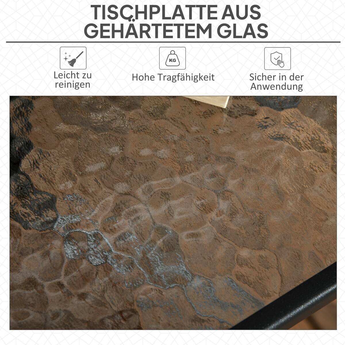 Outsunny Gartentisch schwarz Glas B/H/L: ca. 76x72x76 cm