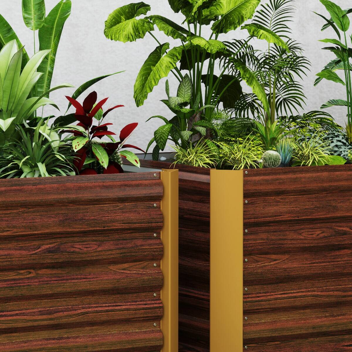 Outsunny Hochbeet 2er Set braun Stahl B/H/L: ca. 60x60x120 cm