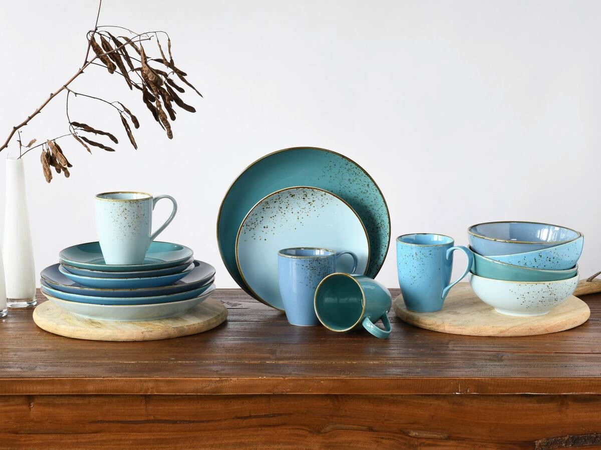 CreaTable Kombiservice Nature Collection Aqua blau Keramik 16 tlg.