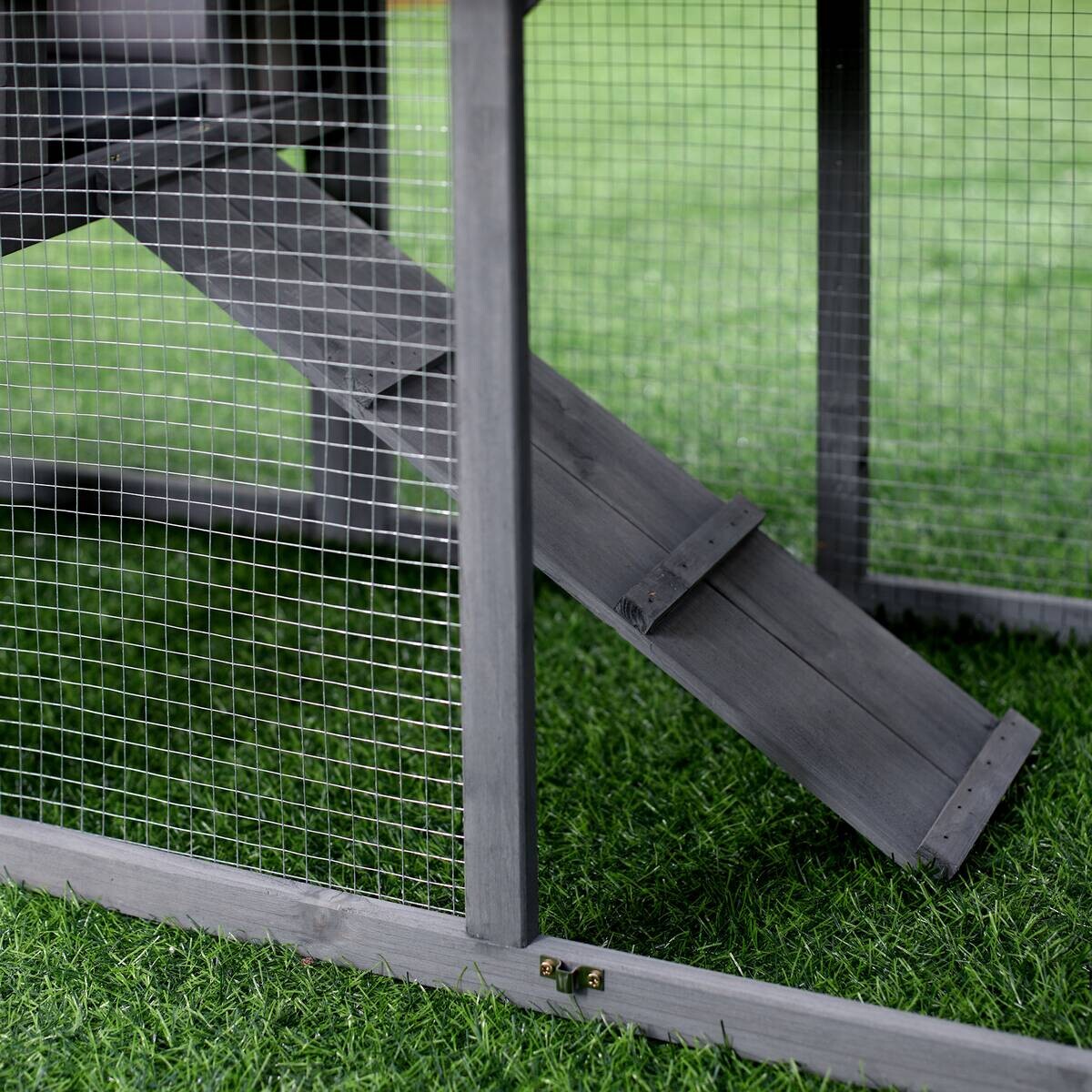 PawHut Kleintierstall grau Holz B/H/L: ca. 54x84x147 cm